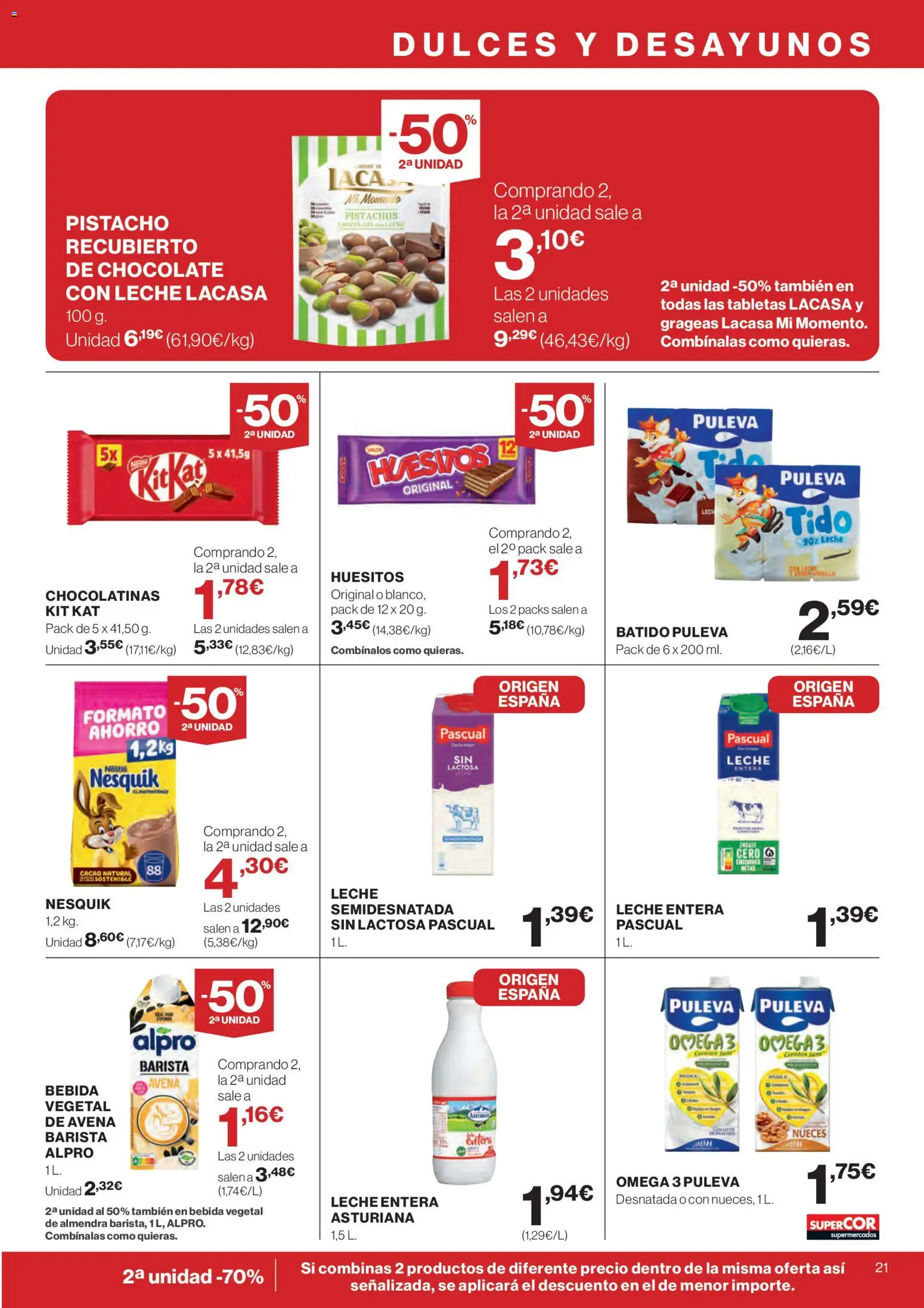 Supercor Canarias │ válido desde el 07.01.2026 | Página: 21 | Productos: Leche entera, Chocolatinas, Leche, Chocolate