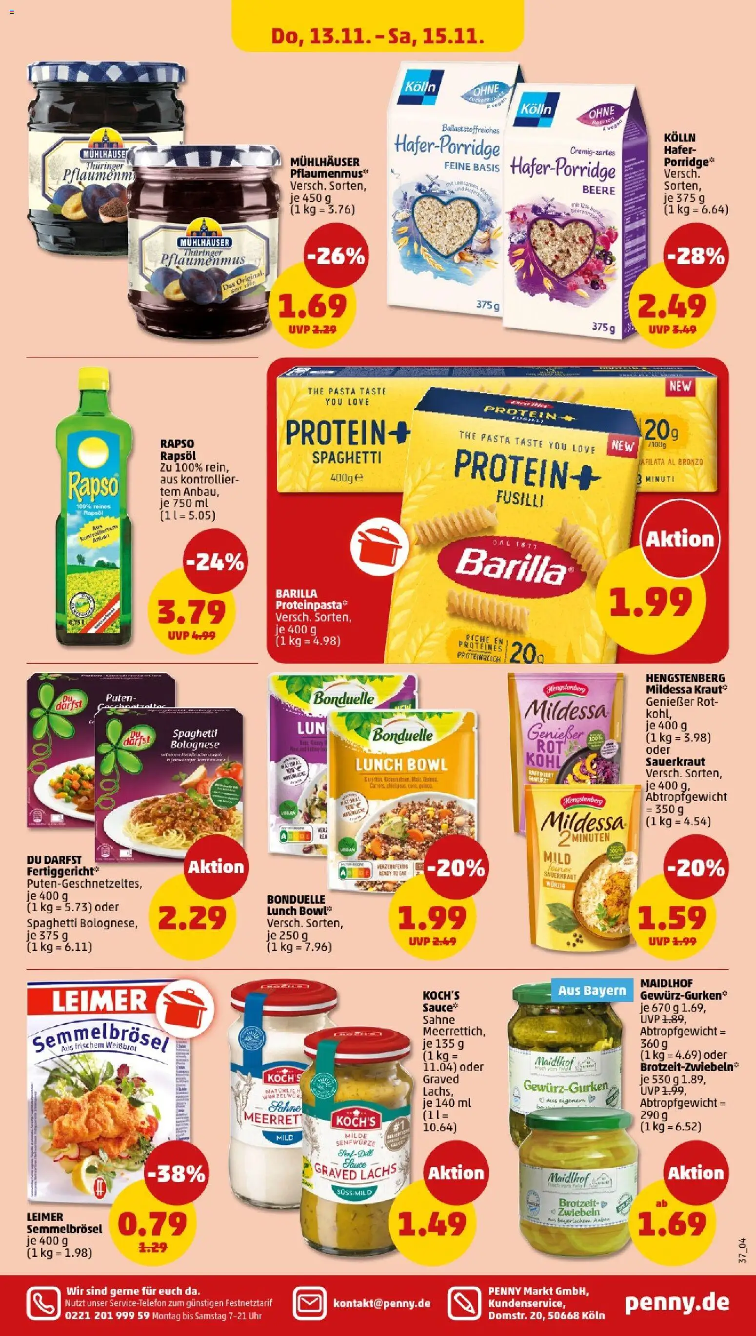 Penny - Bayern – gültig ab 10.11.2025 | Seite: 37 | Produkte: Barilla, Zwiebeln, Pasta, Sahne