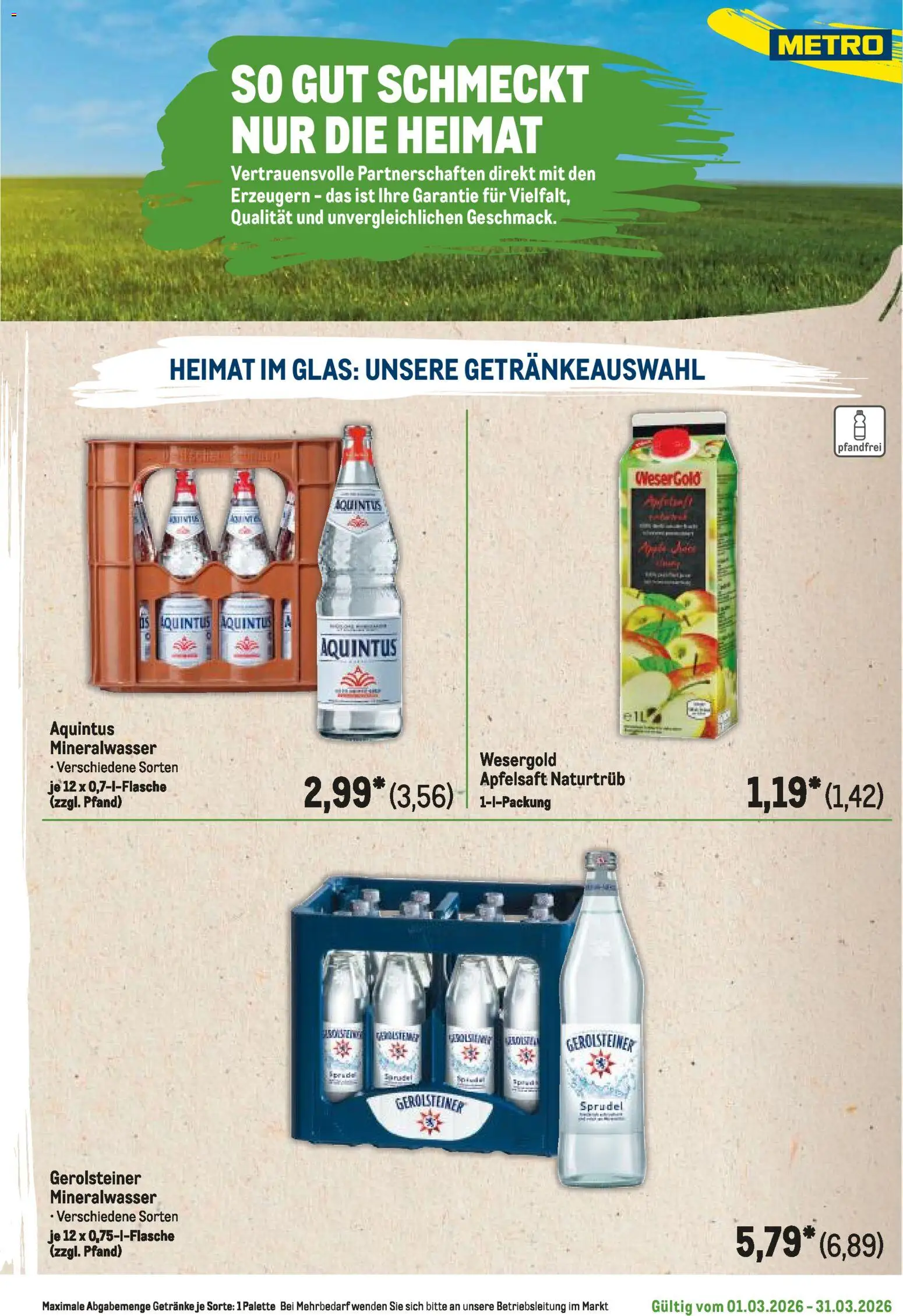 Metro Regionaler Flyer – gültig ab 01.03.2026 | Seite: 25 | Produkte: Apfelsaft, Mineralwasser, Gerolsteiner