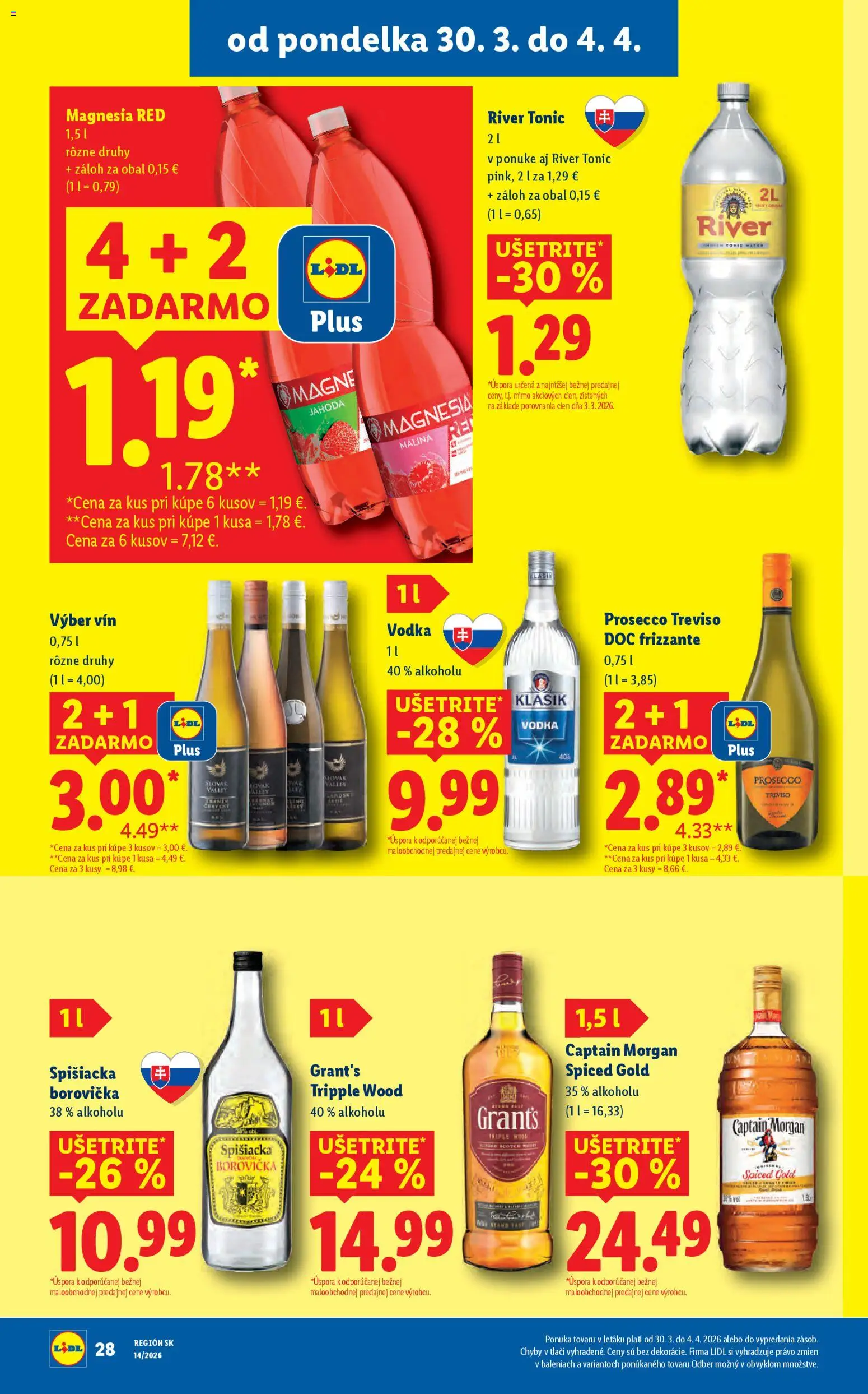 Nové Lidl akcie – leták je platný od 30.03.2026 | Strana: 36 | Produkty: Prosecco, Captain Morgan, Vodka, Whisky
