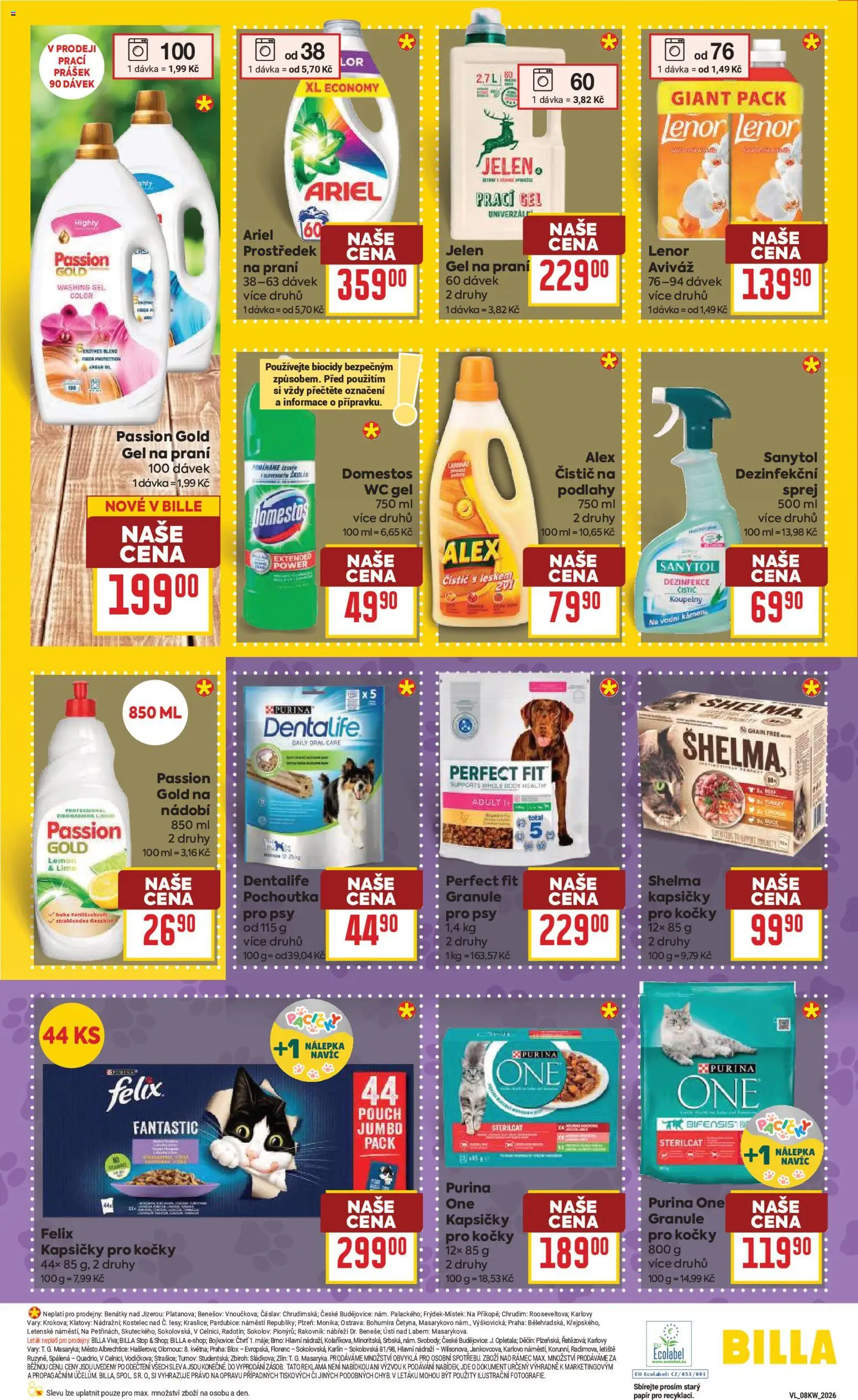 Billa Velký leták od 18.02.2026 | Strana: 28 | Produkty: Felix, Purina one, Ariel, Sanytol