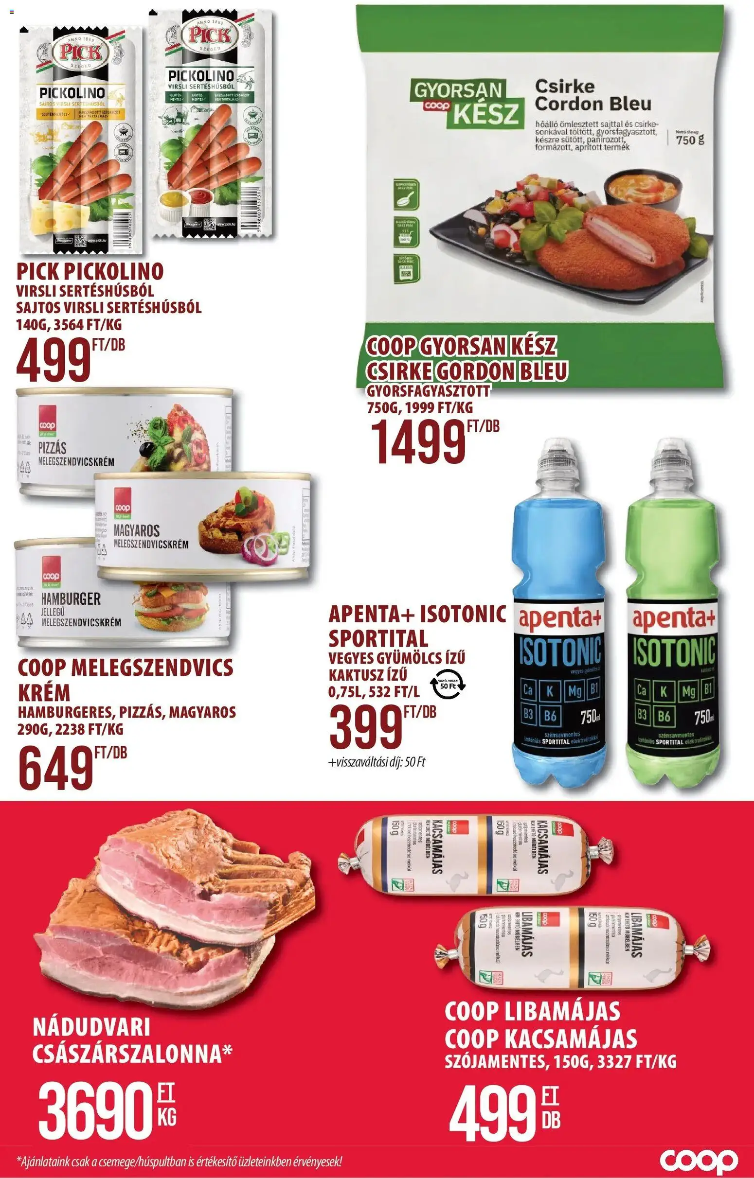 COOP Szolnok akciós ujság - amely érvényes a következő dátumtól: 29.01.2026 | Oldal: 2 | Termékek: Virsli, Cordon bleu, Hamburger, Gyümölcs
