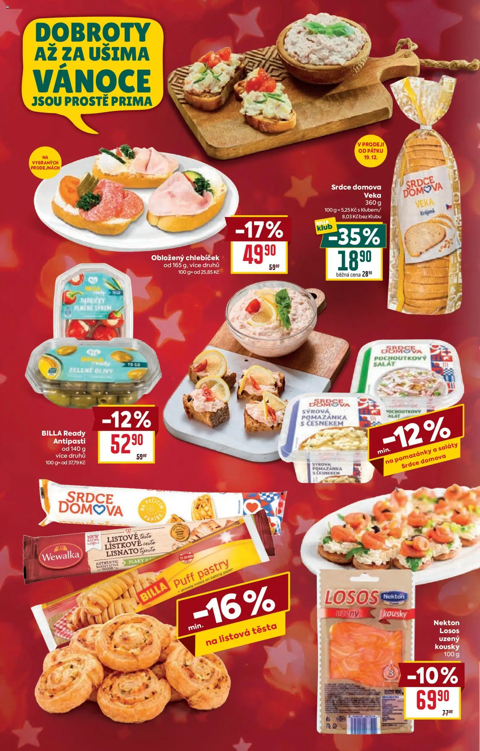 Billa Velký leták od 17.12.2025 | Strana: 14 | Produkty: Saláty, Listové těsto, Losos, Těsto