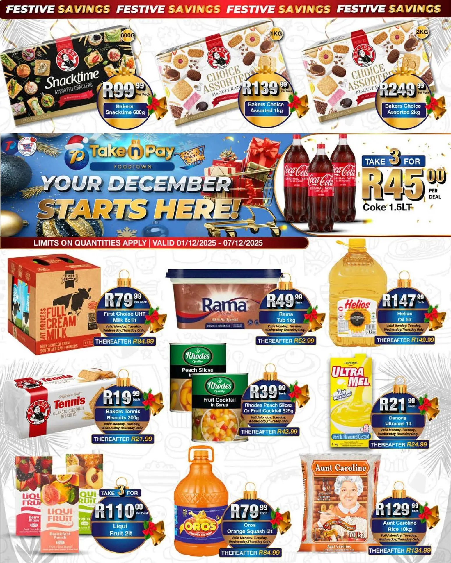 New Take n Pay catalogue – valid from 01.12.2025 | Page: 1 | Products: Custard, Squash, Cream, Peach