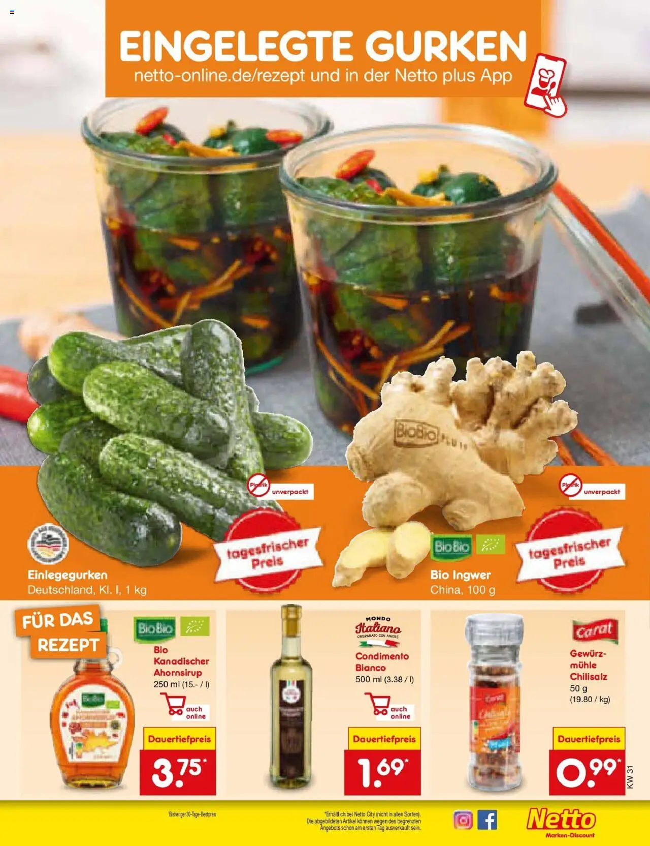 Netto Marken-Discount prospekt Calw-Stammheim	 - gültig ab dem 27.07.2025 | Seite: 17 | Produkte: Mühle, Gurken