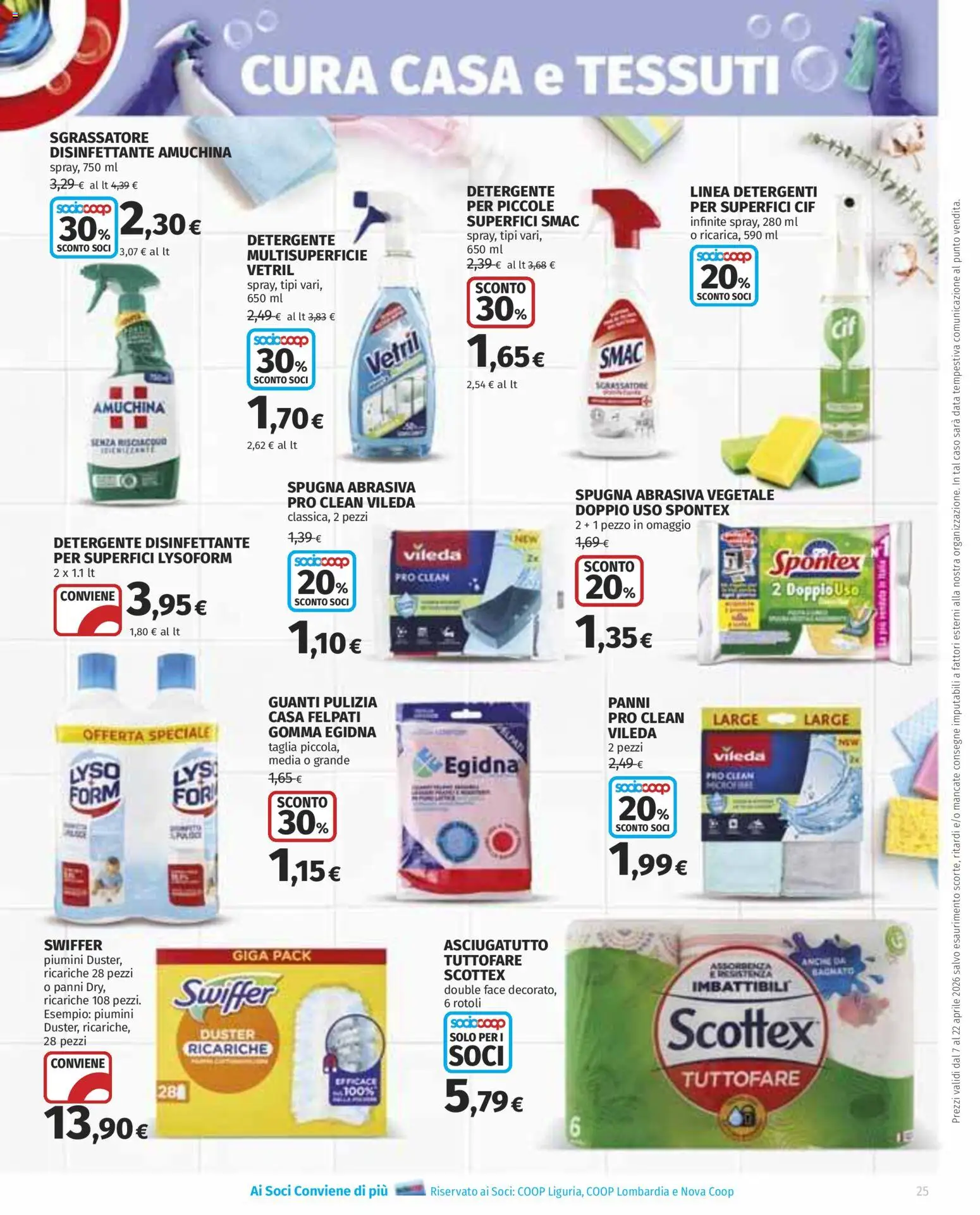 Volantino Ipercoop del 07.04.2026 | Pagina: 25 | Prodotti: Detergente, Guanti, Data, Asciugatutto