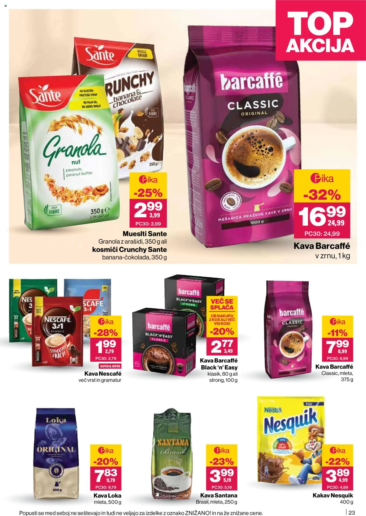 Novi Mercator katalog ponudbe – veljaven od 09.04.2026 | Stran: 23 | Izdelki: Kos, Kakav, Kava, Kosmici
