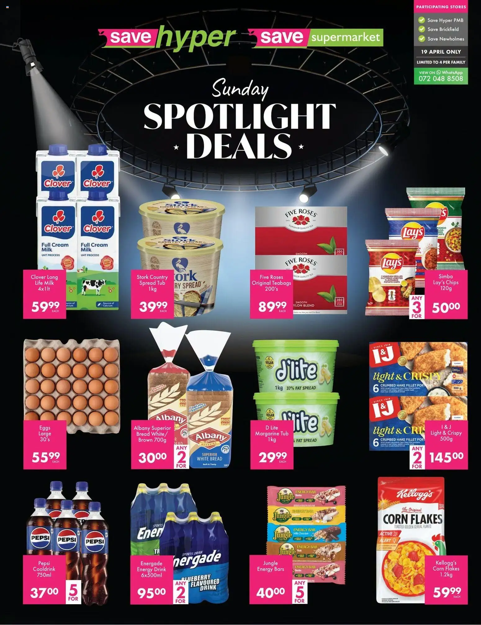 New Save catalogue – valid from 19.04.2026 | Page: 2 | Products: Milk, Bread, Tea, Flakes