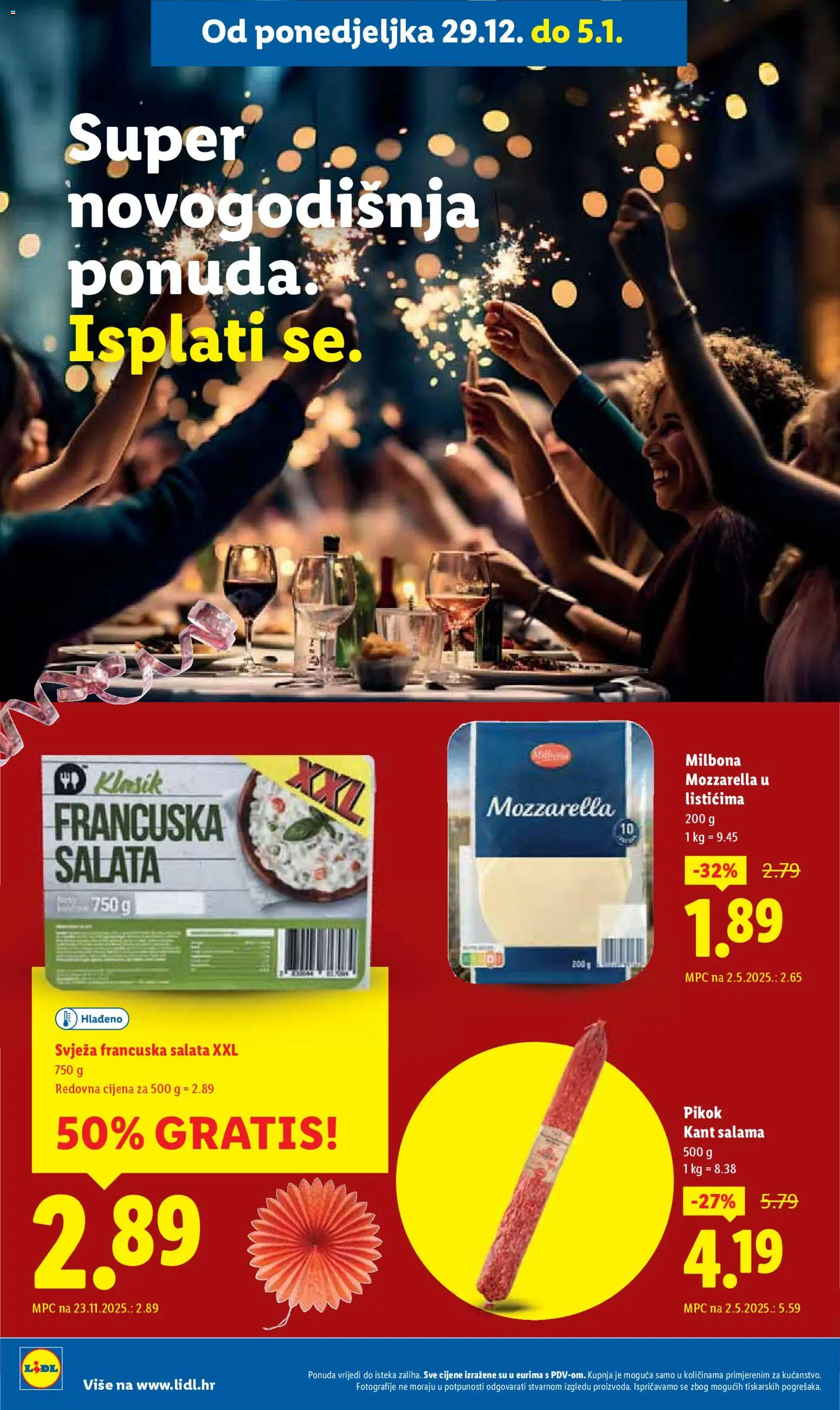 Lidl katalog | vrijedi od 27.12.2025 | Stranica: 56 | Proizvodi: Mozzarella, Salama, Salata