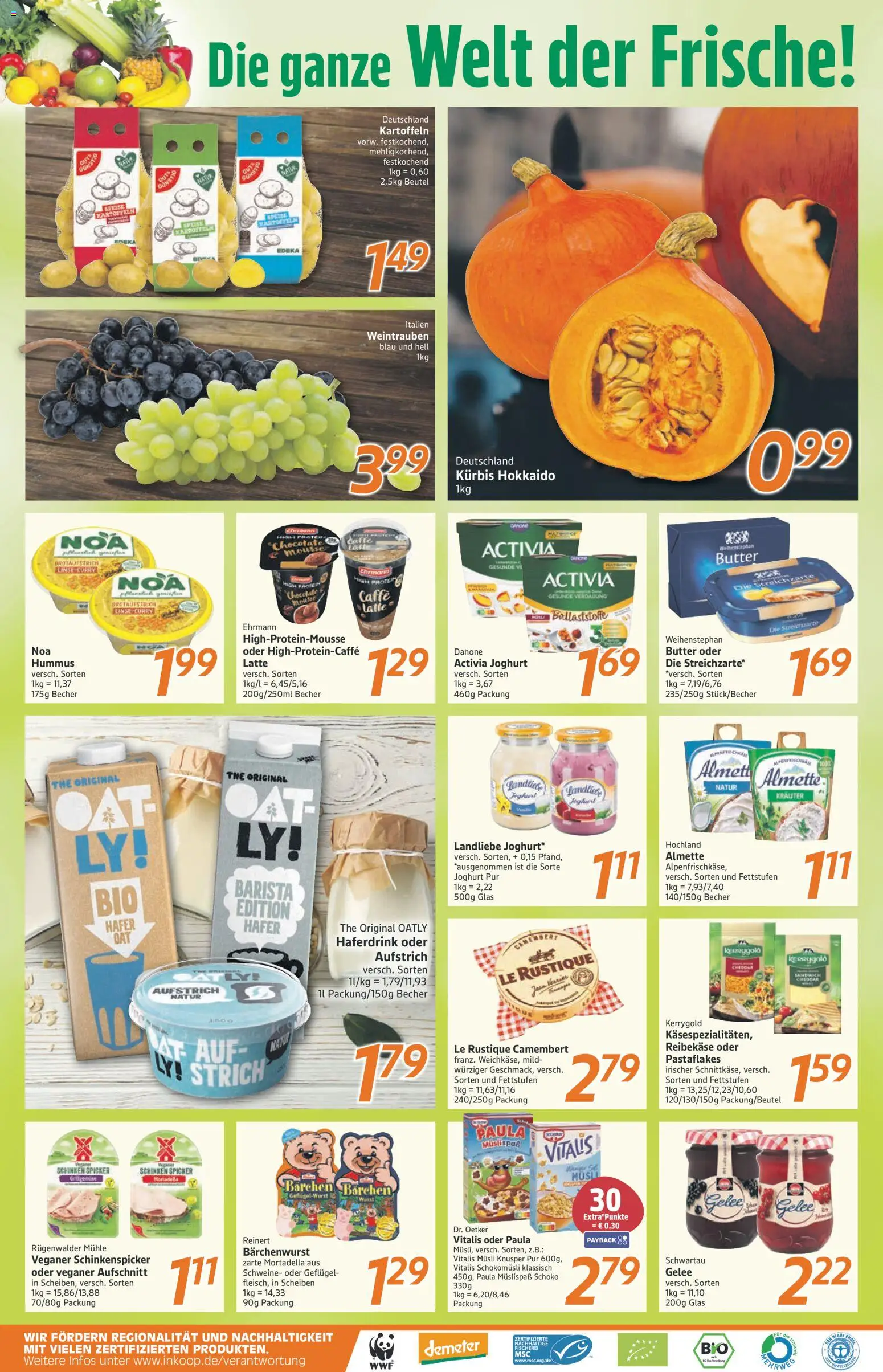 Inkoop Prospekt – gültig ab 27.10.2025 | Seite: 2 | Produkte: Musli, Almette, Oatly, Schinken
