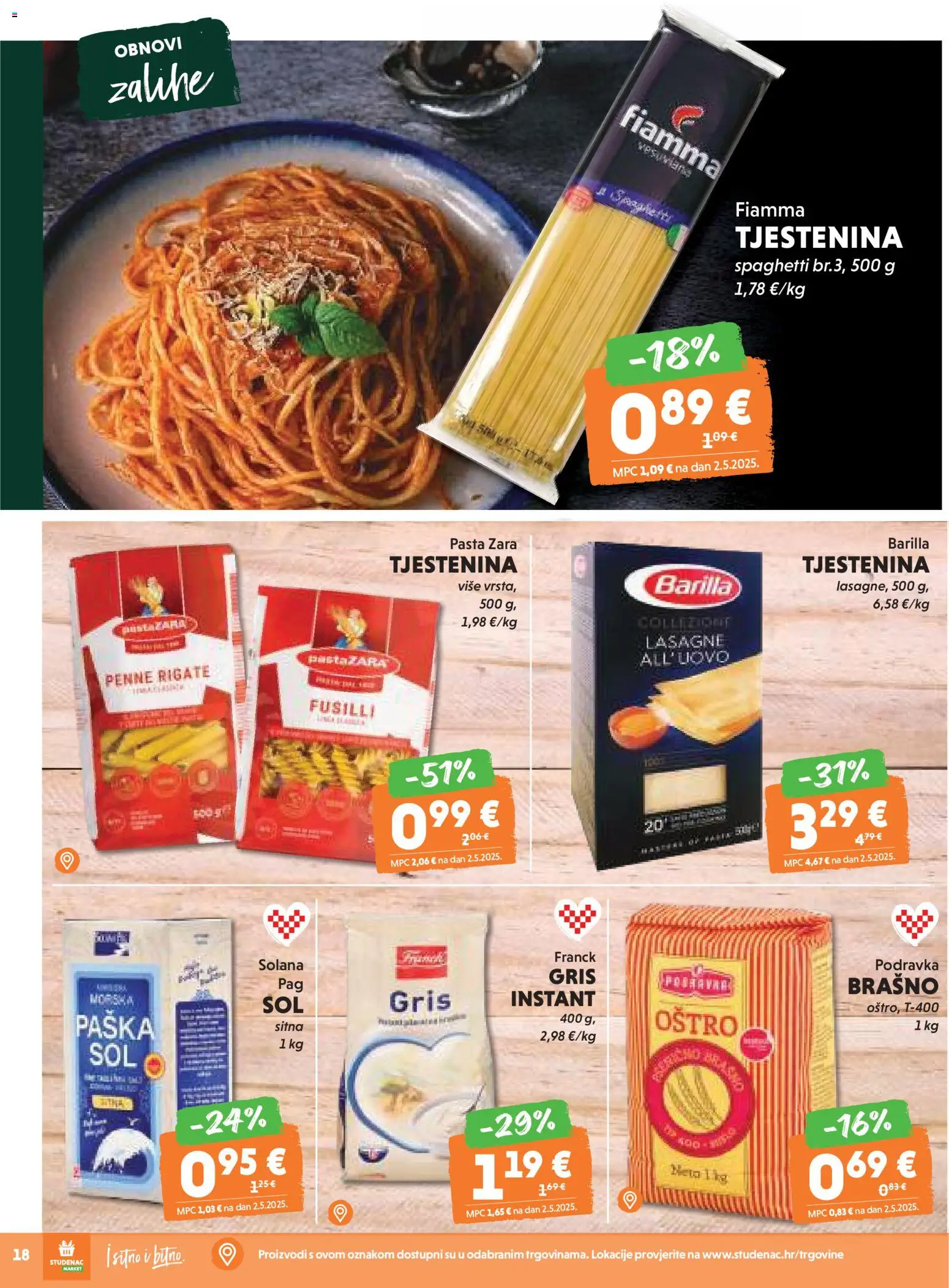 Studenac katalog | vrijedi od 26.11.2025 | Stranica: 18 | Proizvodi: Tjestenina, Brašno, Pasta, Barilla
