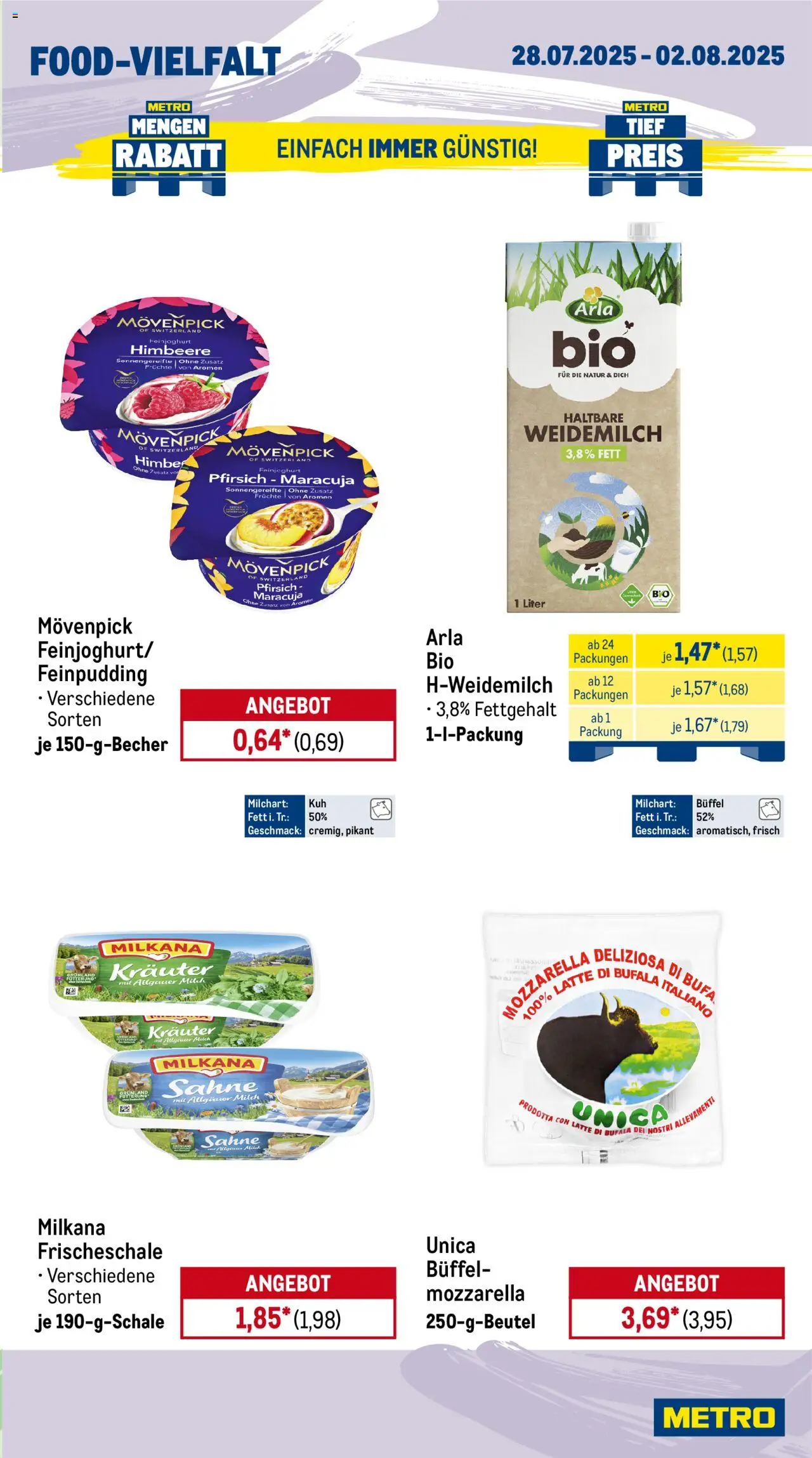 Metro Prospekt 	 - gültig ab dem 28.07.2025 | Seite: 9 | Produkte: Milch, Mozzarella, Pfirsich, Sahne