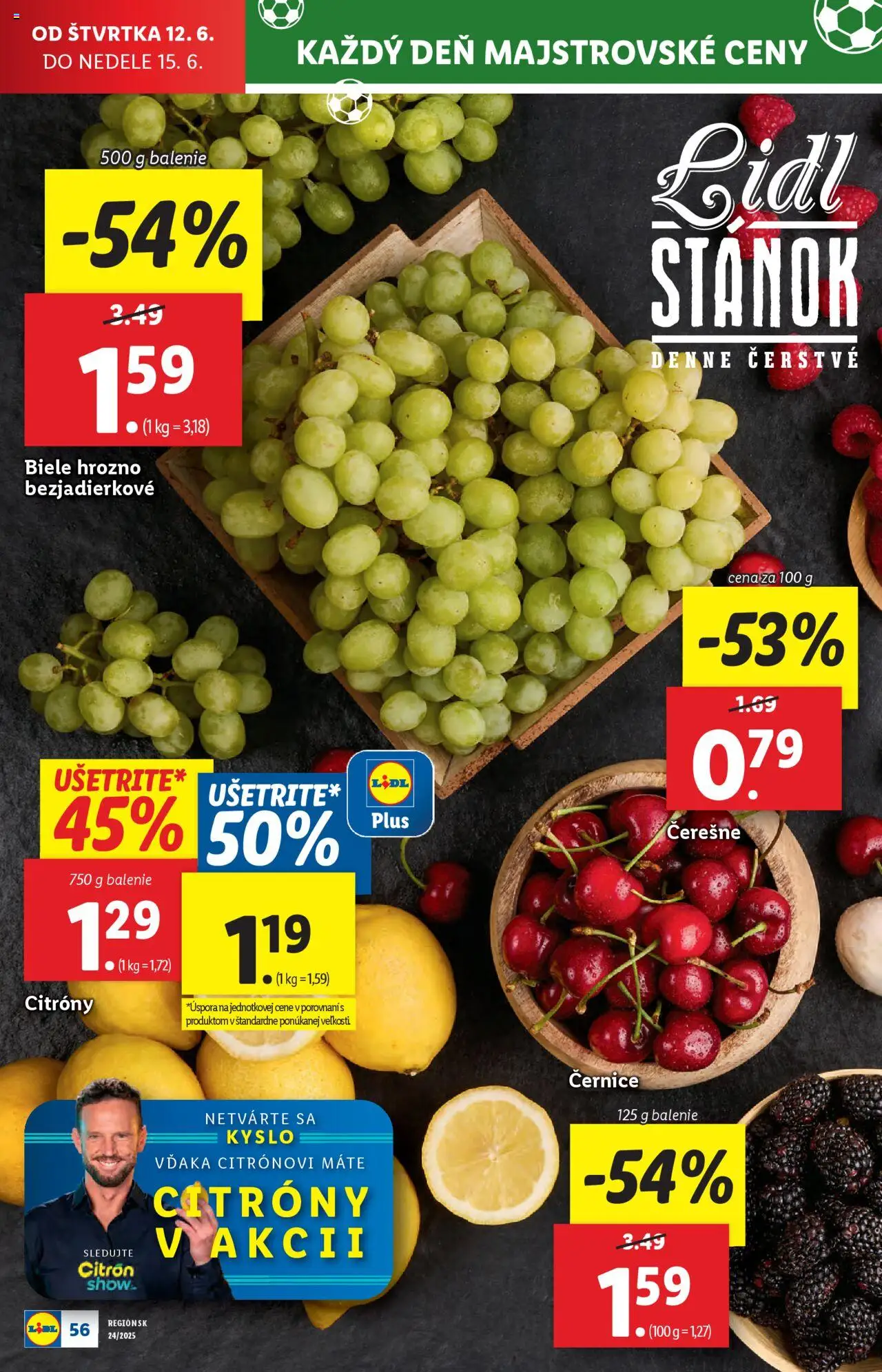 Lidl leták │ platný od 09.06.2025 | Strana: 68 | Produkty: Citróny, Čerešne, Hrozno