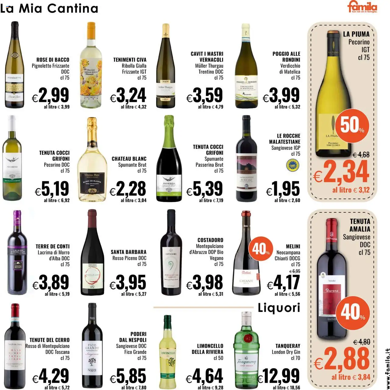 Volantino Famila del 02.10.2025 | Pagina: 17 | Prodotti: Gin, Spumante, Limoncello, Pecorino