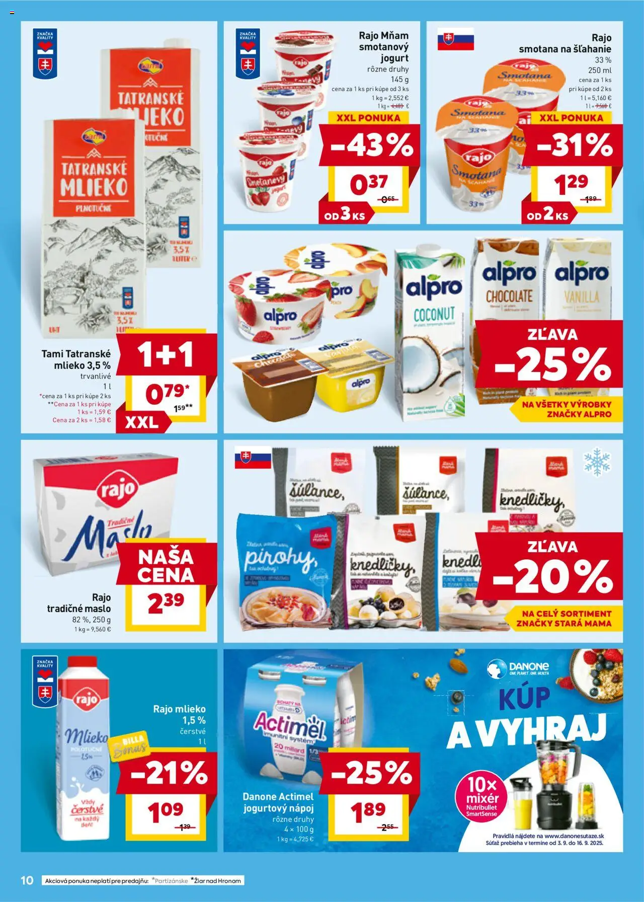 Nové Billa akcie – leták je platný od 10.09.2025 | Strana: 10 | Produkty: Mixér, Maslo, Smotana na šľahanie