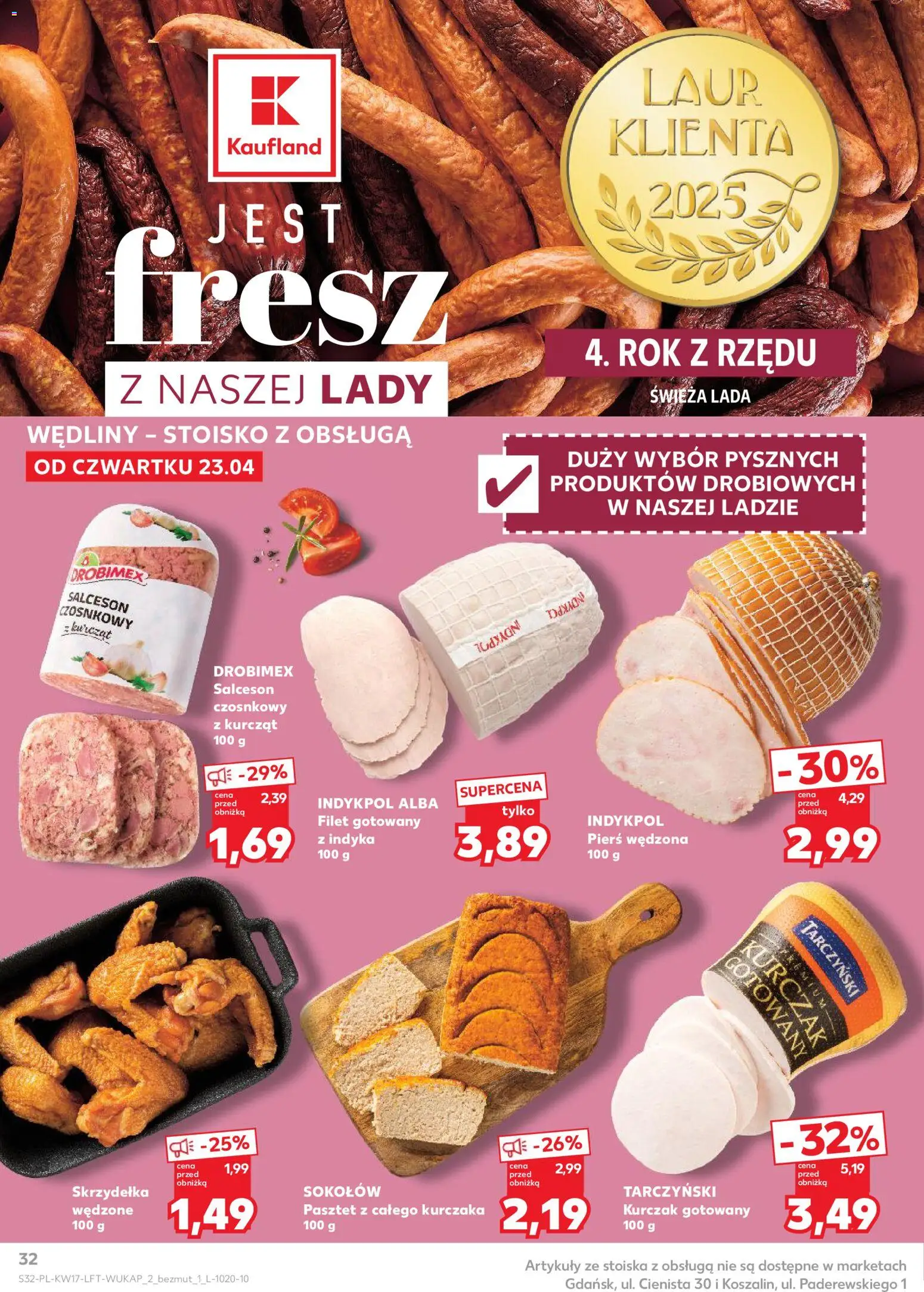 Kaufland gazetka od 23.04.2026 | Strona: 32 | Produkty: Kurczak, Wędliny