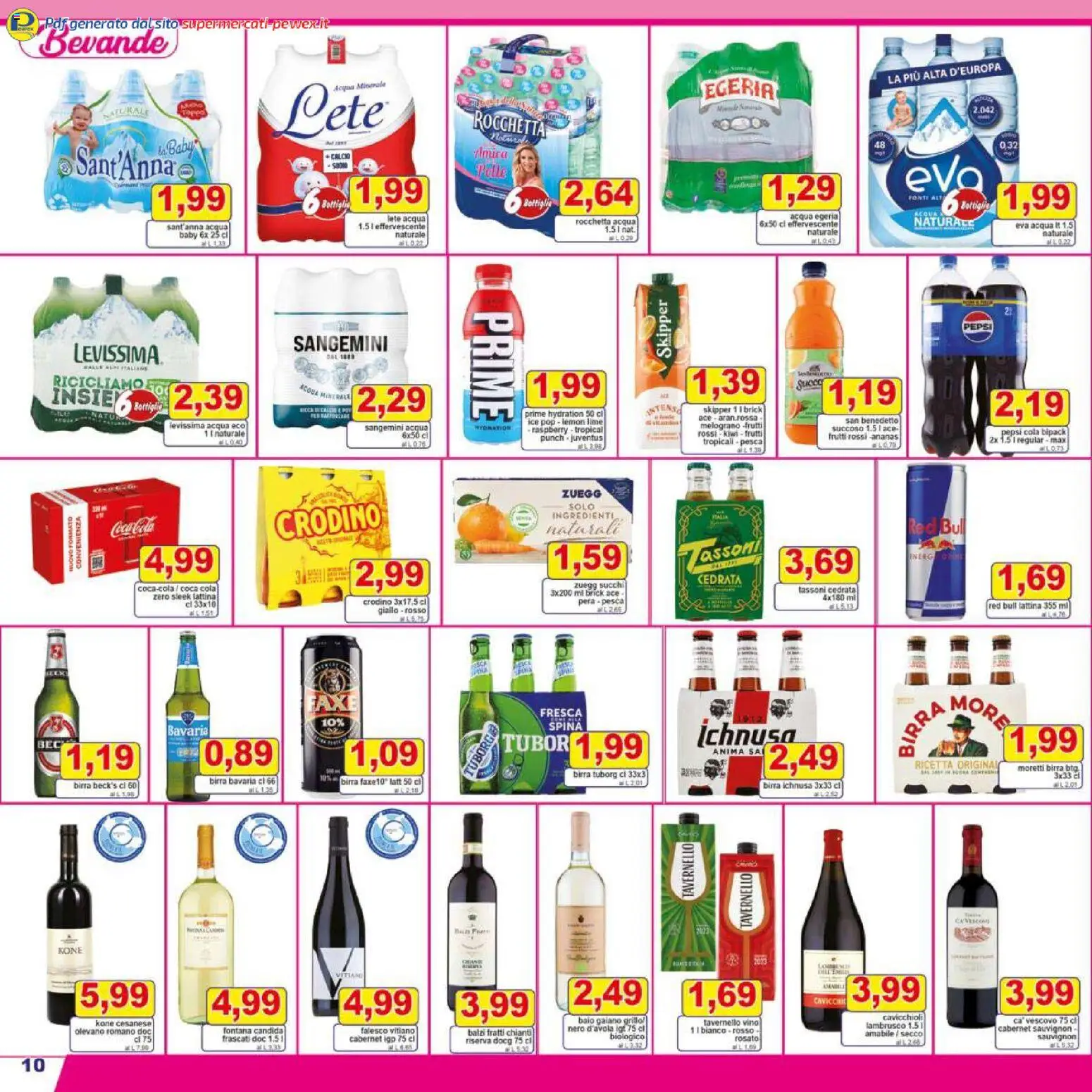 Volantino Pewex del 27.11.2025 | Pagina: 10 | Prodotti: Acqua, Lime, Red Bull, Cedrata