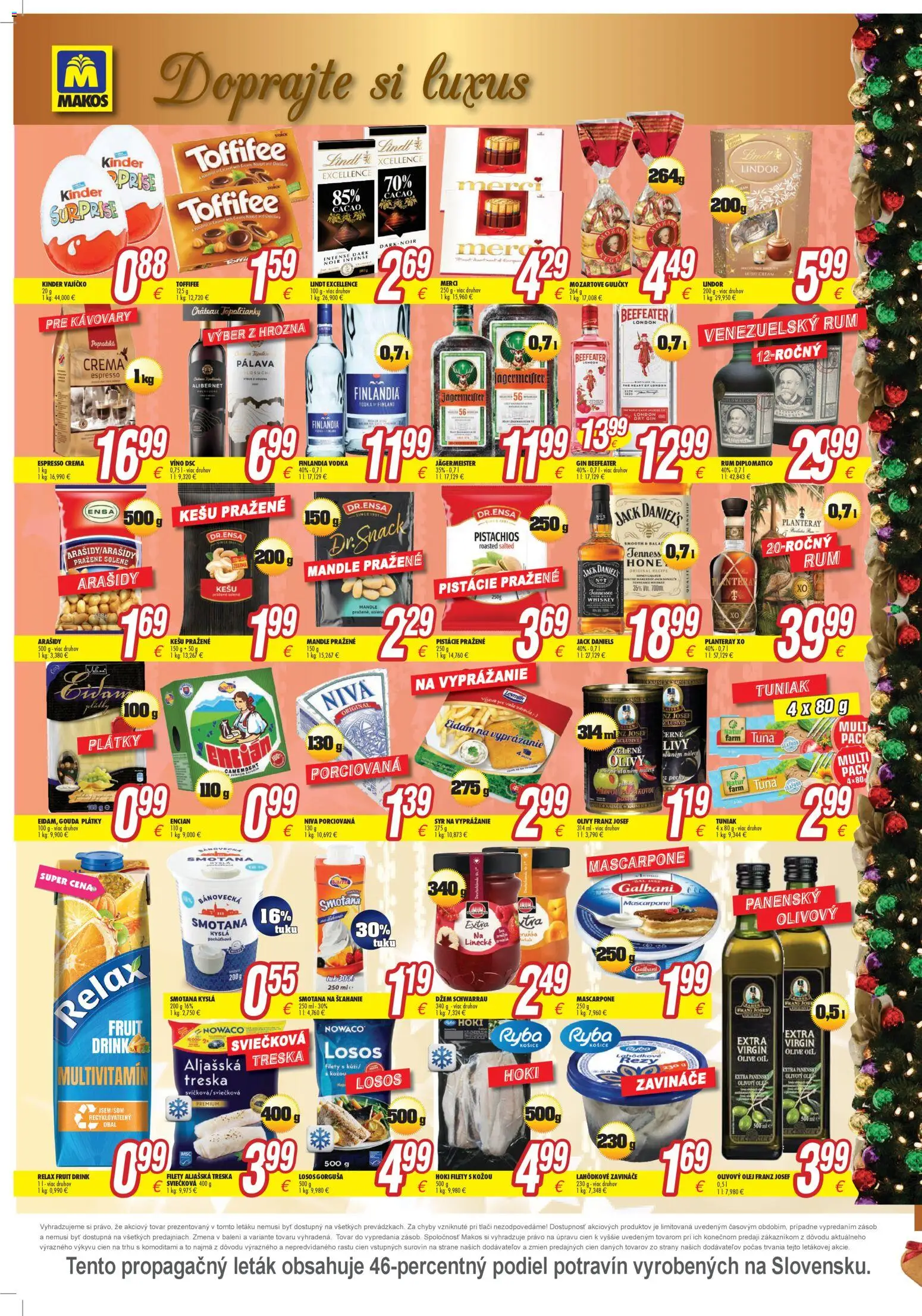 Nové Makos akcie – leták je platný od 08.12.2025 | Strana: 3 | Produkty: Gouda, Mandle, Smotana na šľahanie, Jack Daniel's