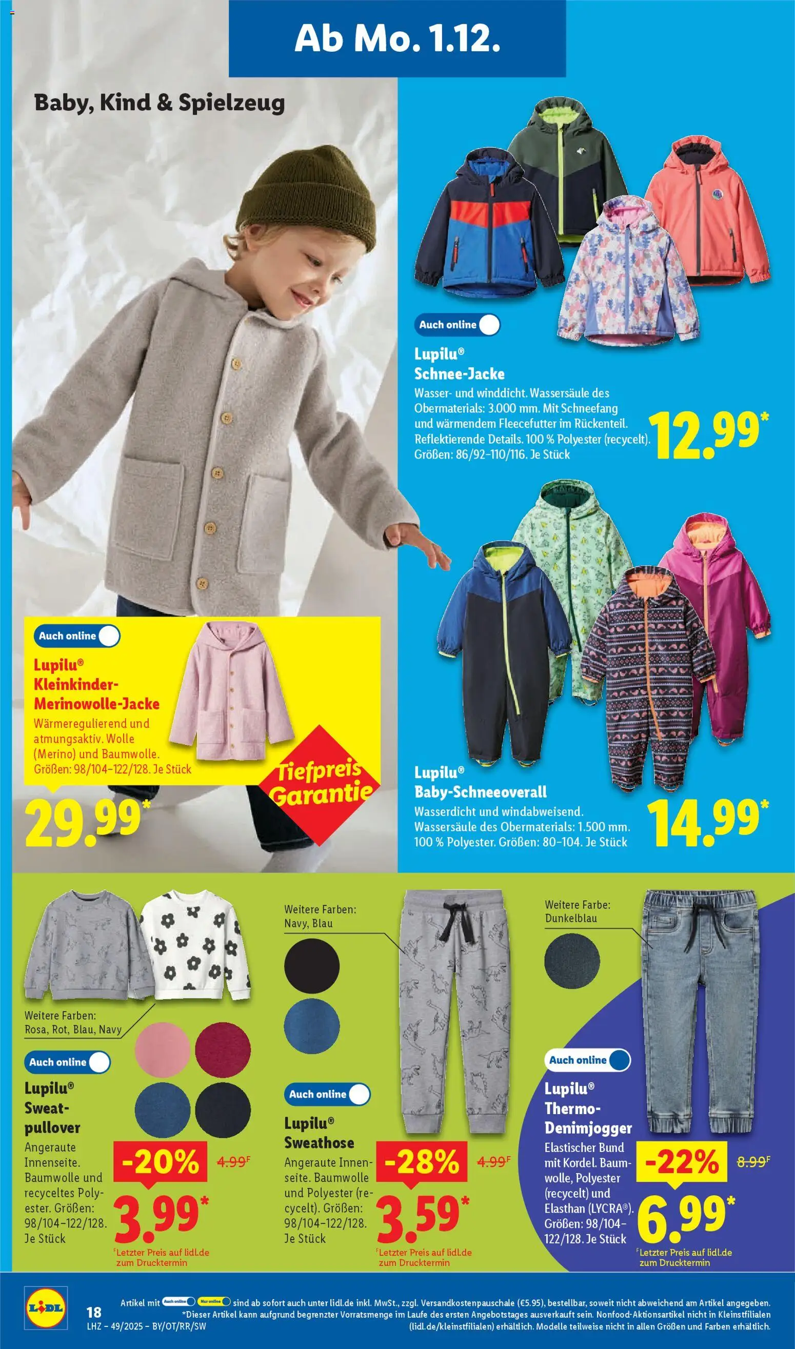 Lidl Prospekt Kornwestheim – gültig ab 01.12.2025 | Seite: 34 | Produkte: Sweathose, Wasser, Pullover