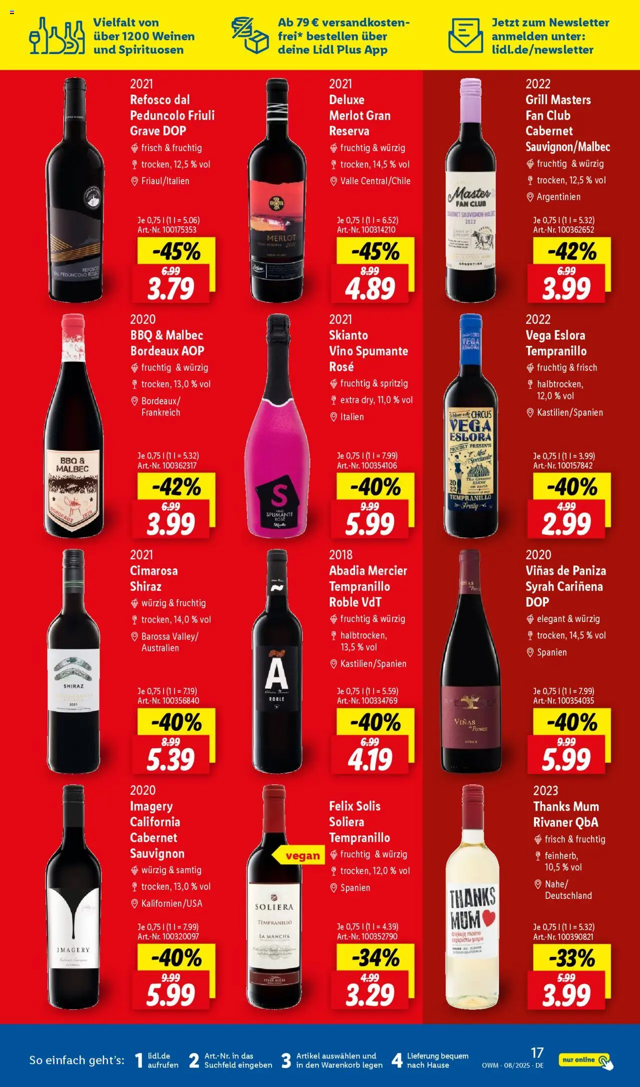 Lidl - Wein & Spirituosen im Onlineshop - gültig ab dem 01.08.2025 | Seite: 17 | Produkte: Grill, Merlot