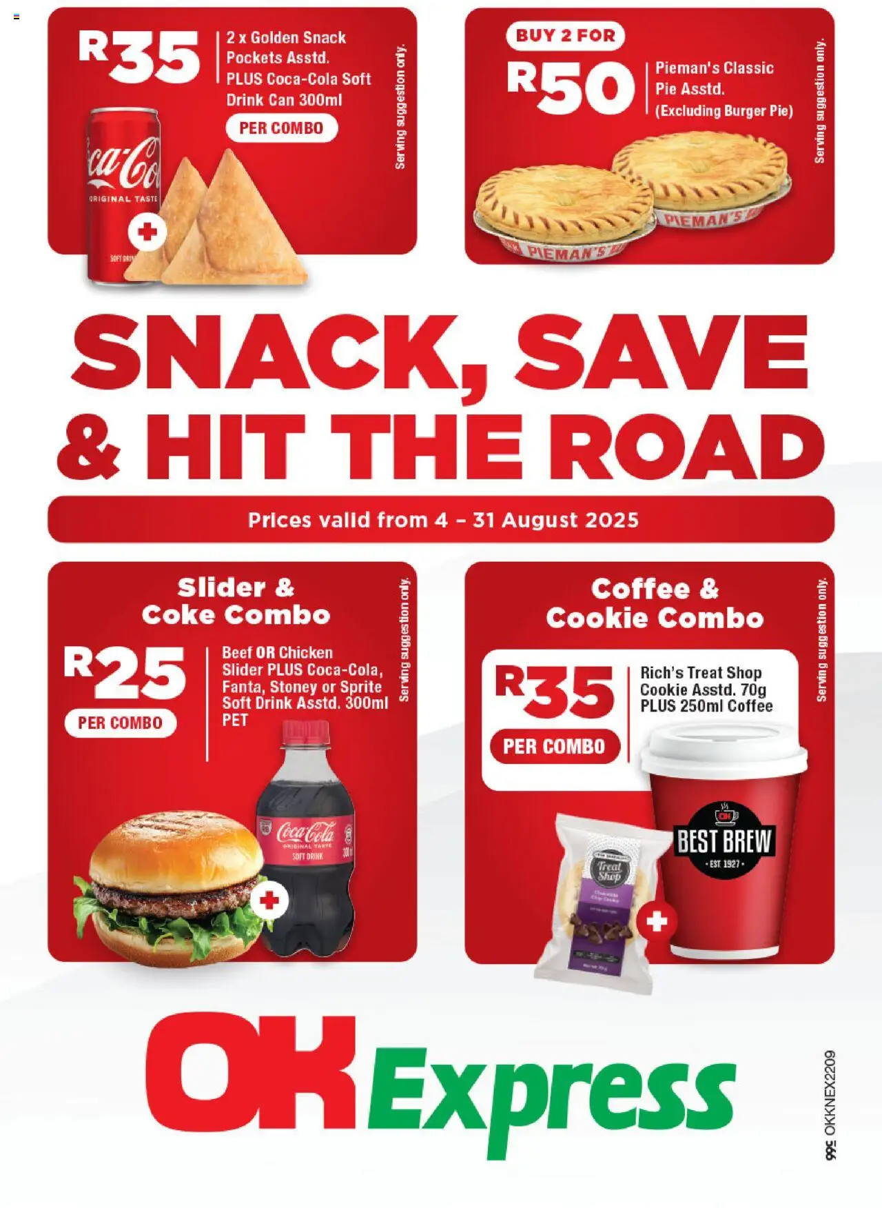 OK Foods Specials │ valid from 04.08.2025 | Page: 1 | Products: Coke, Chicken, Beef, Stoney