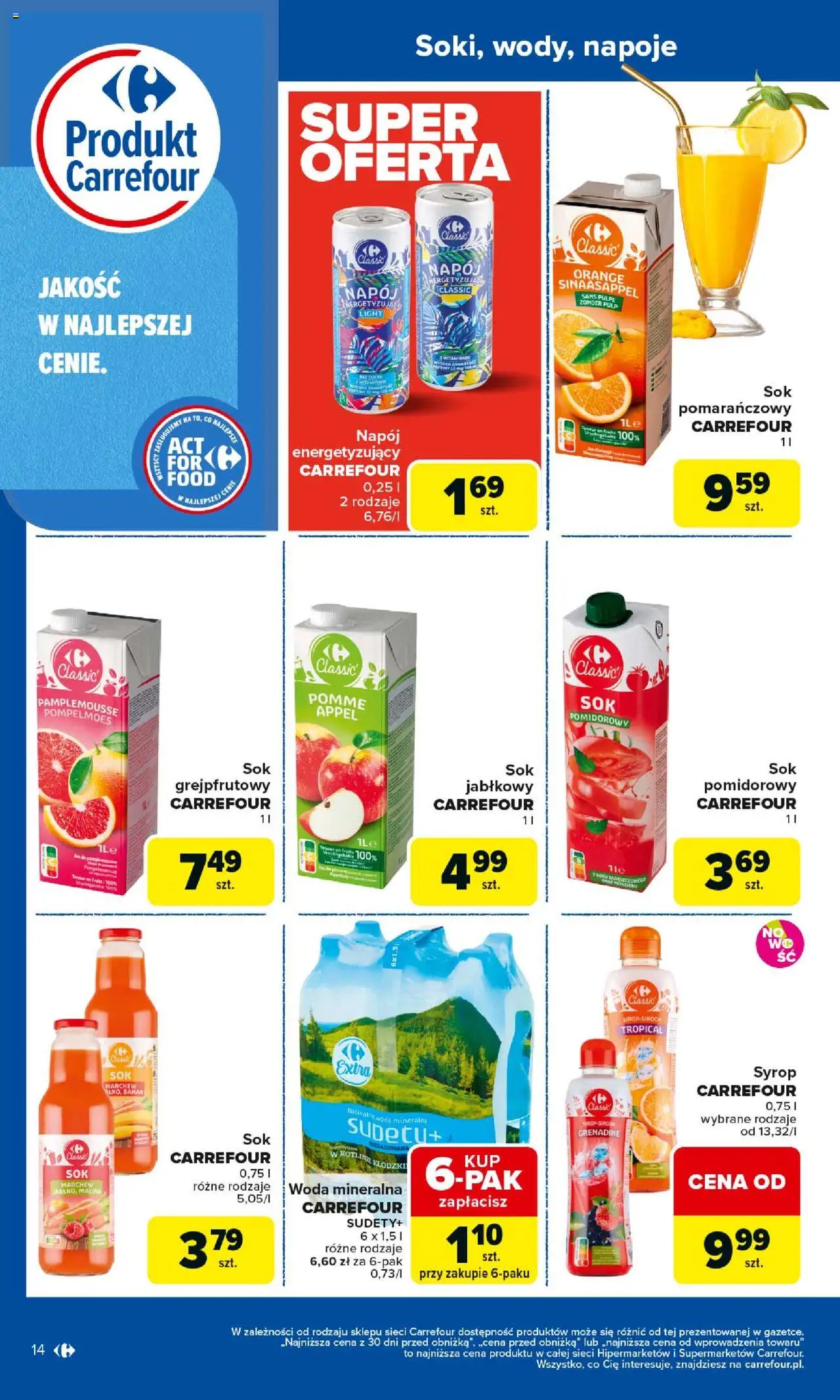 Carrefour Gazetka - Produkt Carrefour od 25.08.2025 | Strona: 14 | Produkty: Syrop, Napoje, Banan, Woda