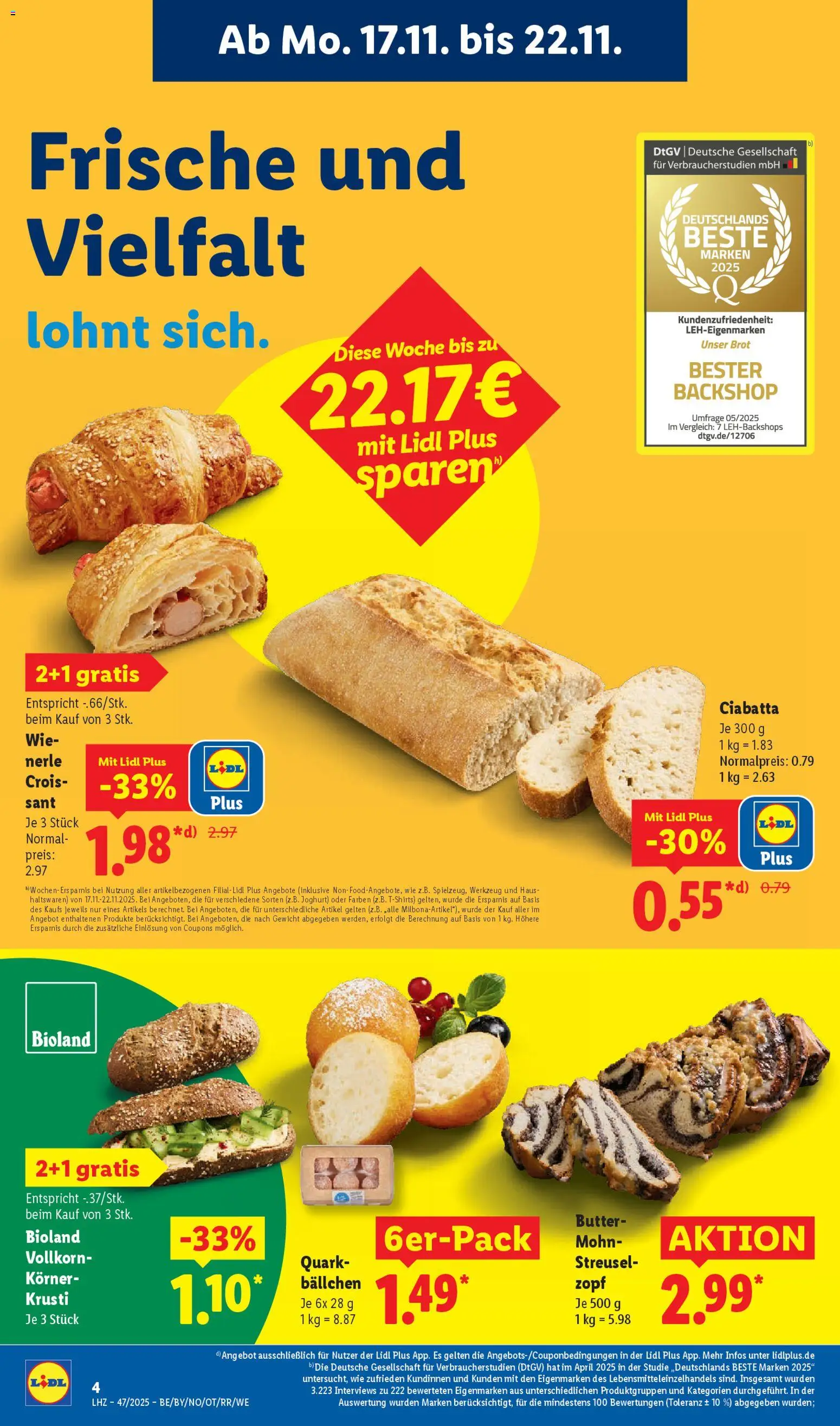 Lidl Prospekt Grimma – gültig ab 17.11.2025 | Seite: 8 | Produkte: Gewicht, Quark, Joghurt, Brot