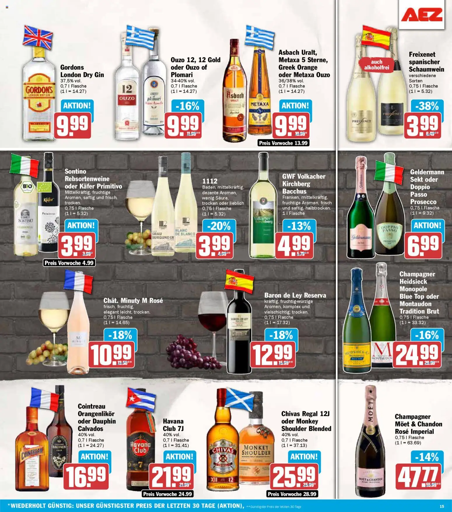 AEZ Prospekt 	 – gültig ab 24.11.2025 | Seite: 15 | Produkte: Ouzo, Sekt, Metaxa, Prosecco