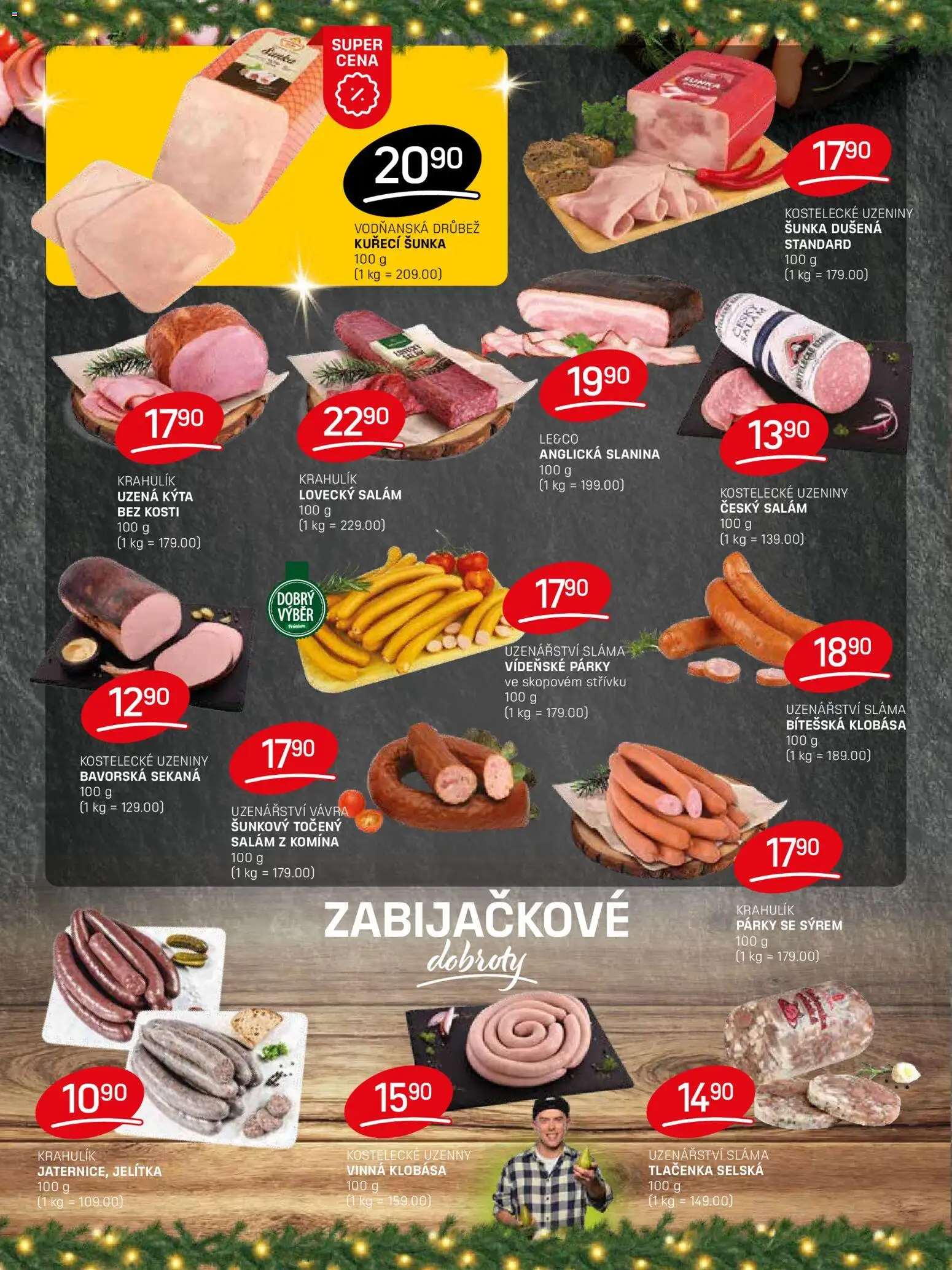 Flop leták od 10.12.2025 | Strana: 2 | Produkty: Salám, Kuřecí šunka, Anglická slanina, Kýta