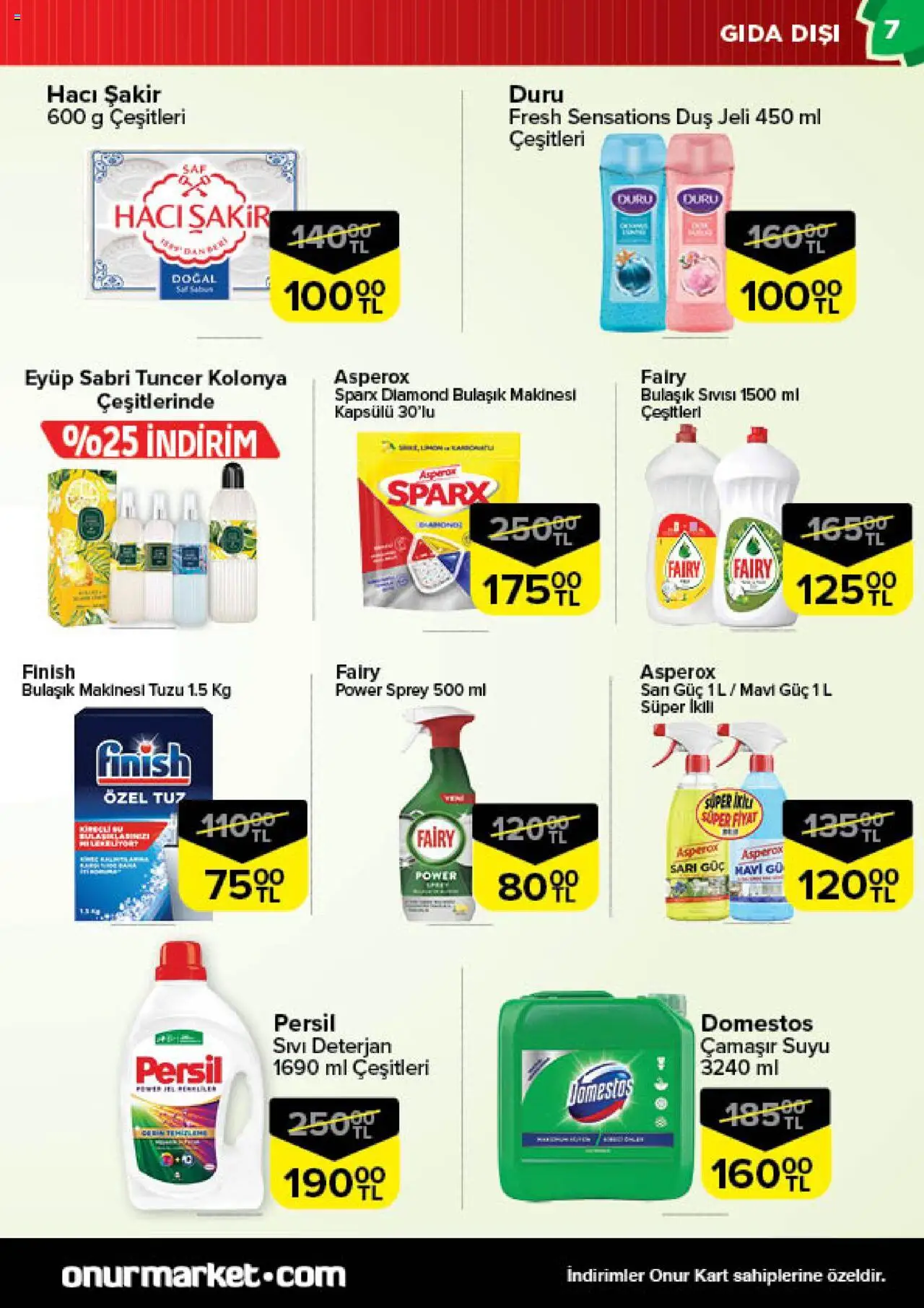 Onur Market Katalog - Bursa - 16.09.2025 tarihinden itibaren geçerlidir | Sayfa: 7 | Ürünler: Duş jeli, Deterjan, Tuz, Bulaşık makinesi