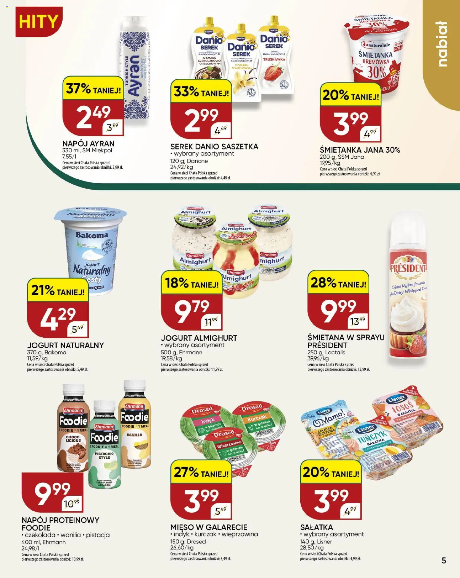 Chata Polska gazetka od 23.04.2026 | Strona: 5 | Produkty: Kurczak, Łosoś, Jogurt, Wieprzowina