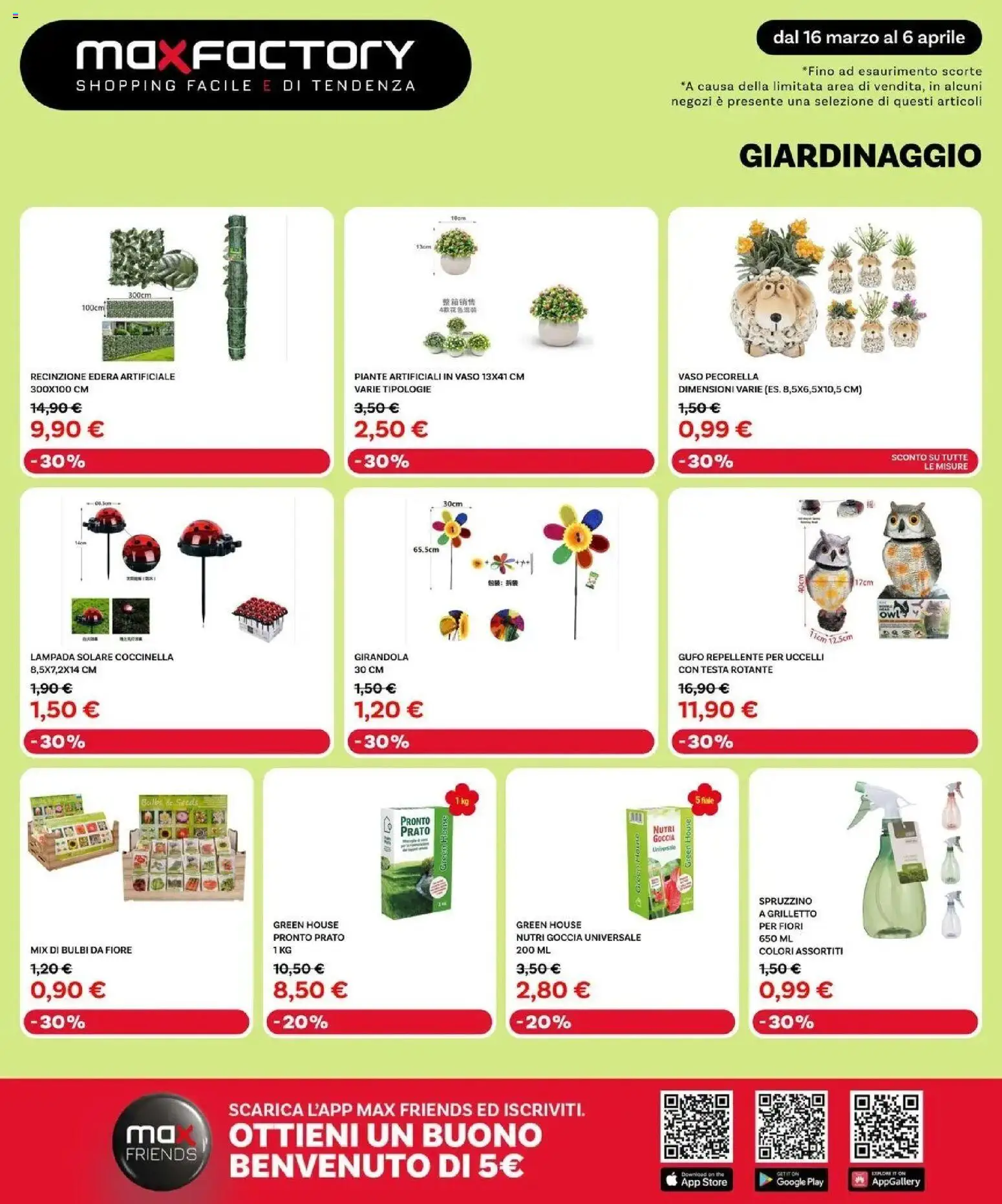 Volantino Max Factory del 16.03.2026 | Pagina: 26 | Prodotti: Lampada solare, Recinzione, Vaso, Lampada