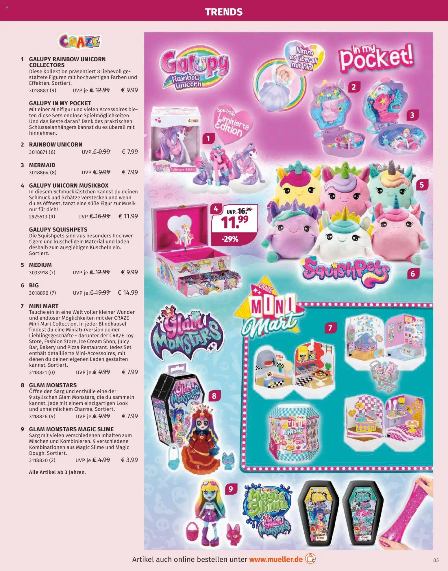 Müller Spielwarenkatalog – gültig ab 27.10.2025 | Seite: 85 | Produkte: Box, Schmuckkästchen, Pizza