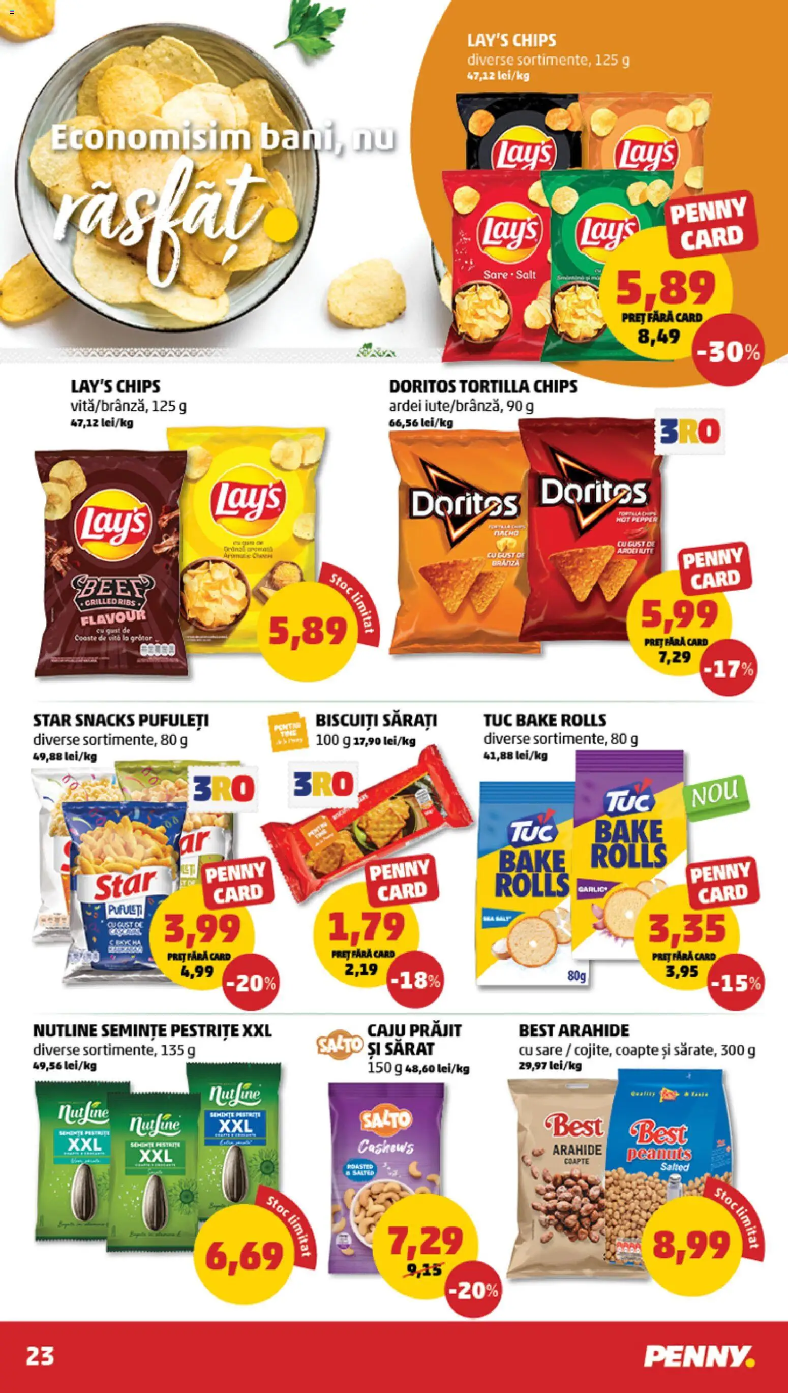 Noul catalog PENNY – valabil de la 01.04.2026 | Pagină: 23 | Produse: Pară, Pufuleți, Caju, Sare