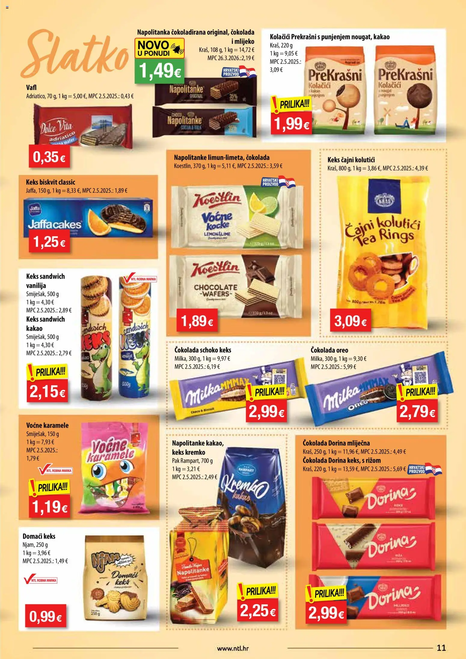 NTL katalog | vrijedi od 08.04.2026 | Stranica: 11 | Proizvodi: Dorina, Mlijeko, Keks, Kolačići