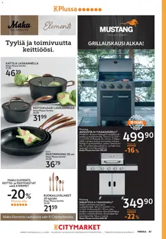 K-Citymarket-mainoslehti voimassa 25.03.2026 alkaen | Sivu: 87 | Tuotteet: Kaasugrilli, Kattila, Keitto, Paistinpannu