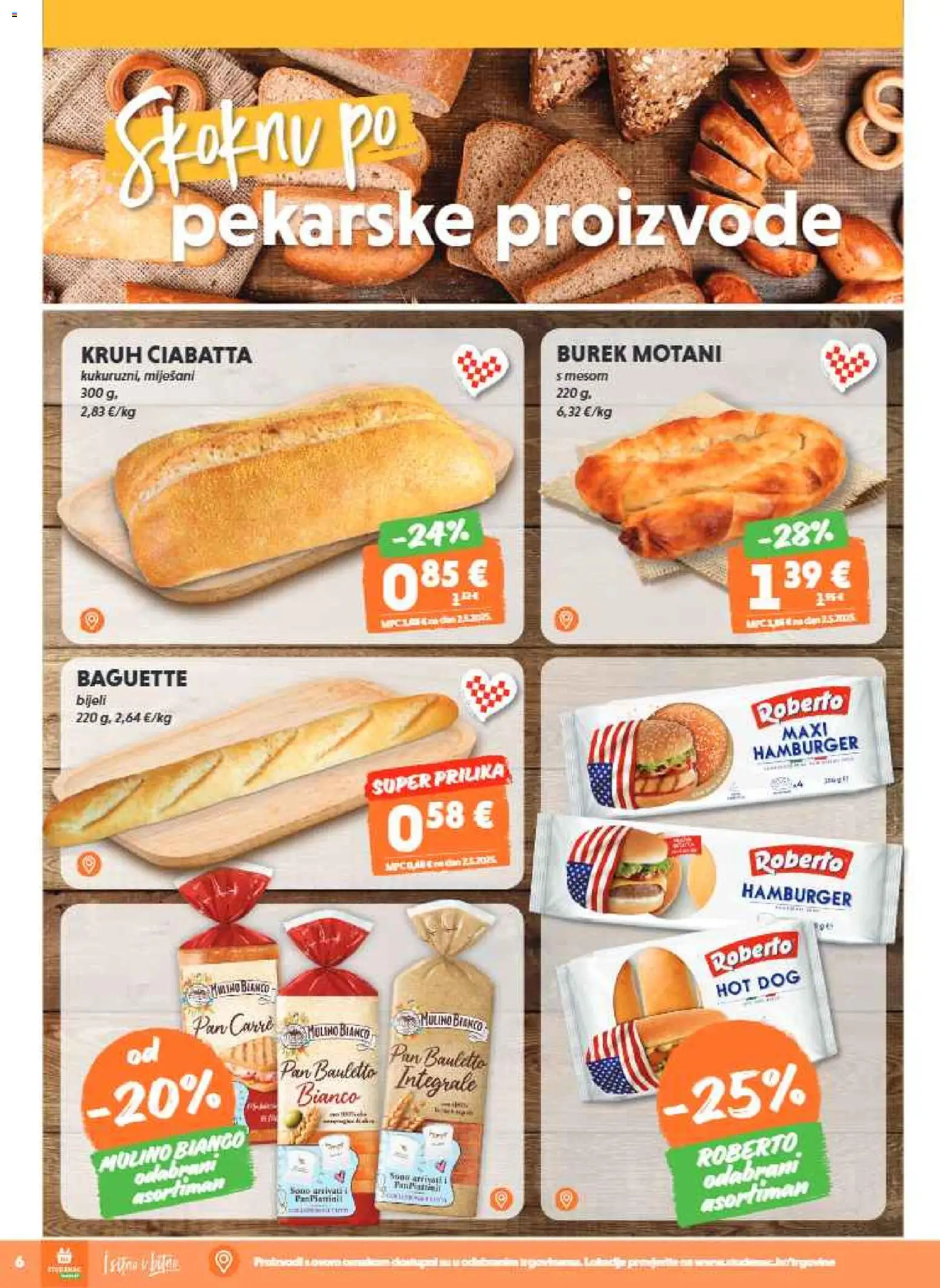 Studenac katalog | vrijedi od 25.03.2026 | Stranica: 6 | Proizvodi: Kruh, Pan, Hamburger, Burek