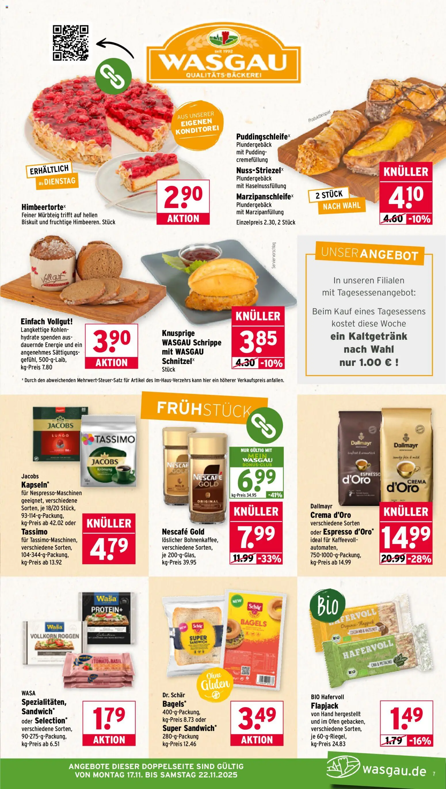 Wasgau Prospekt 	 – gültig ab 17.11.2025 | Seite: 7 | Produkte: Nescafe, Schnitzel, Pudding, Nescafe gold