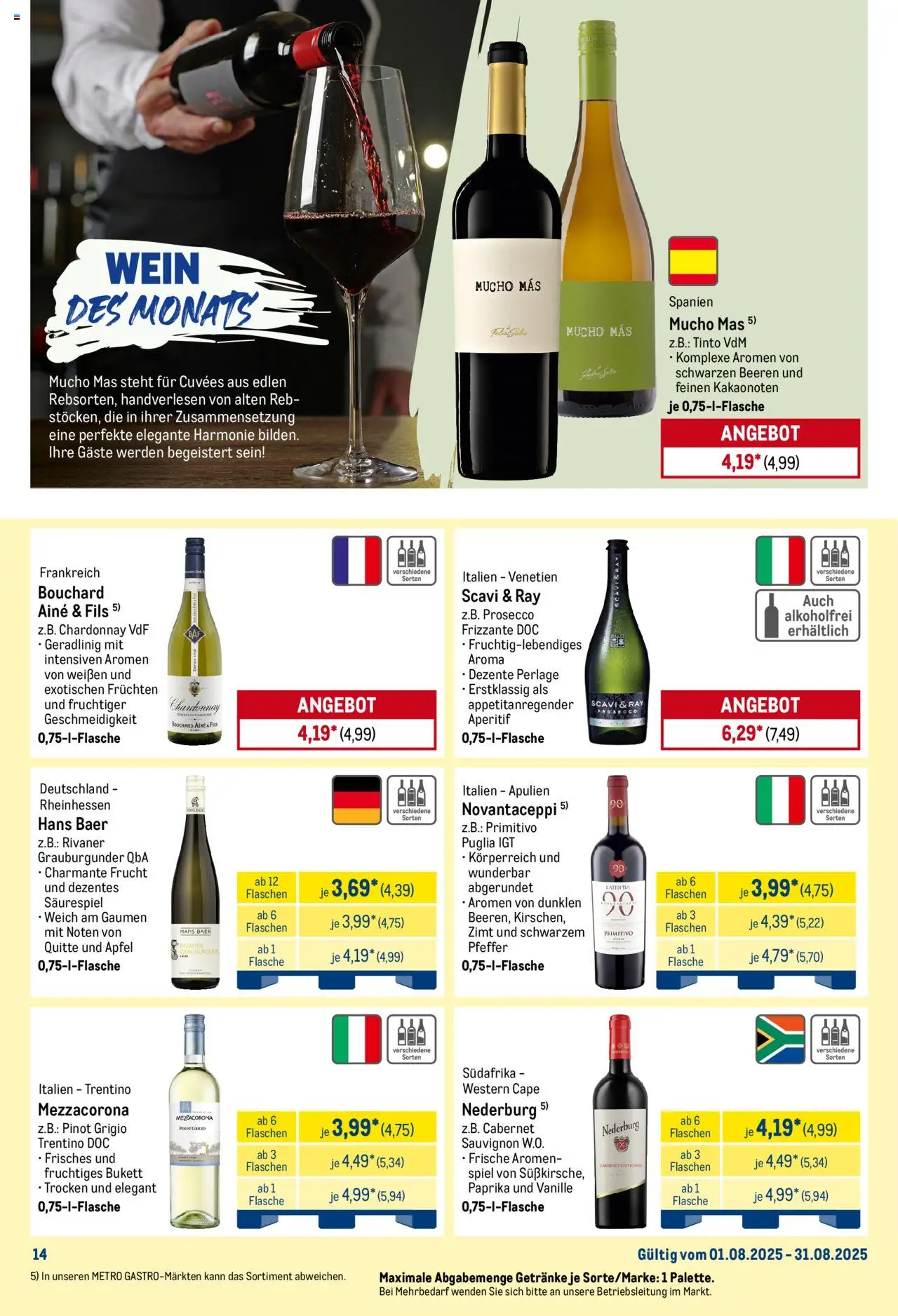 Metro Monats-Menü - gültig ab dem 01.08.2025 | Seite: 14 | Produkte: Spiel, Äpfel, Paprika, Wein