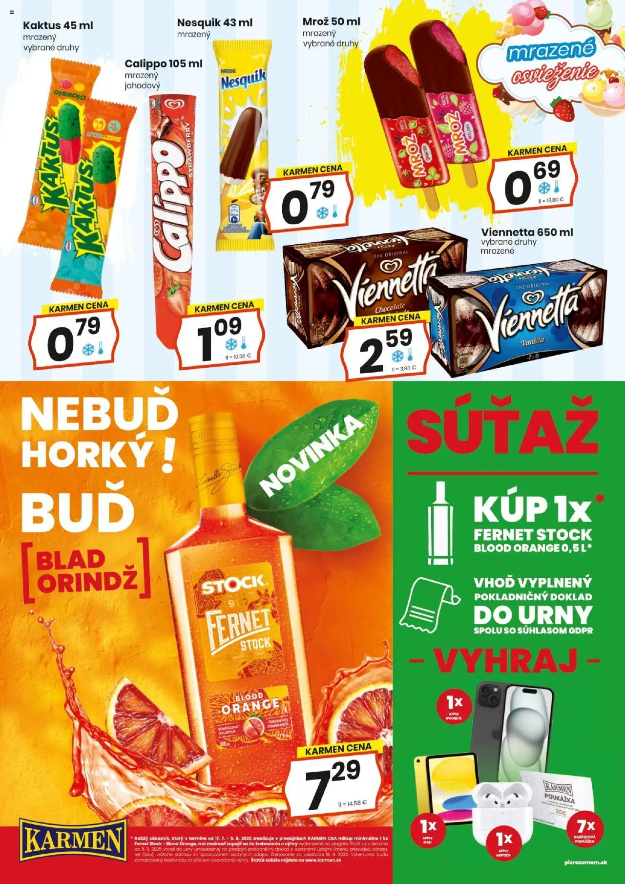 KARMEN CBA maloobchod │ platný od 17.07.2025 | Strana: 2 | Produkty: Airpods, Jahody, Fernet, Fernet Stock