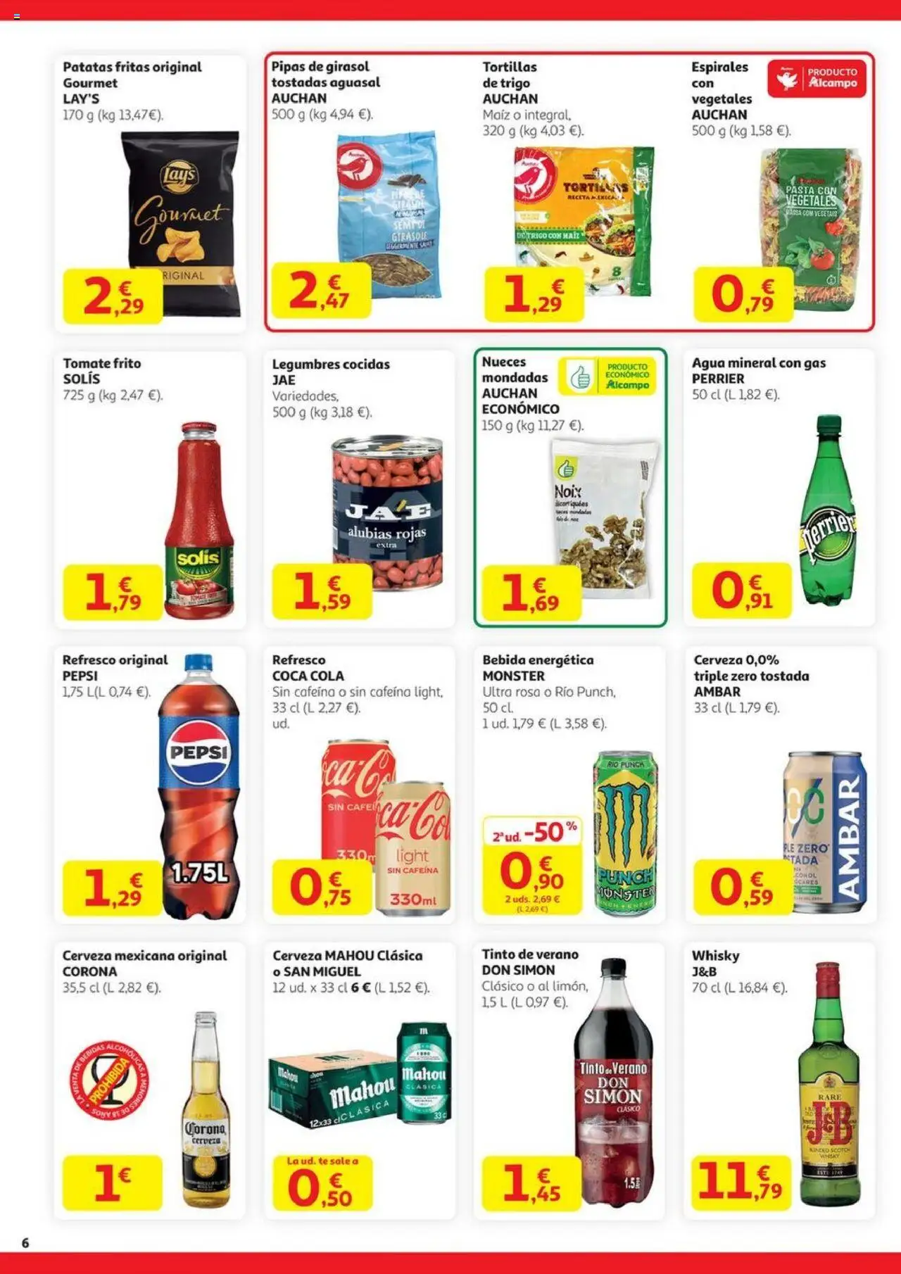 Alcampo - SM Madrid  │ válido desde el 14.08.2025 | Página: 6 | Productos: Pasta, Té, Whisky, Agua mineral