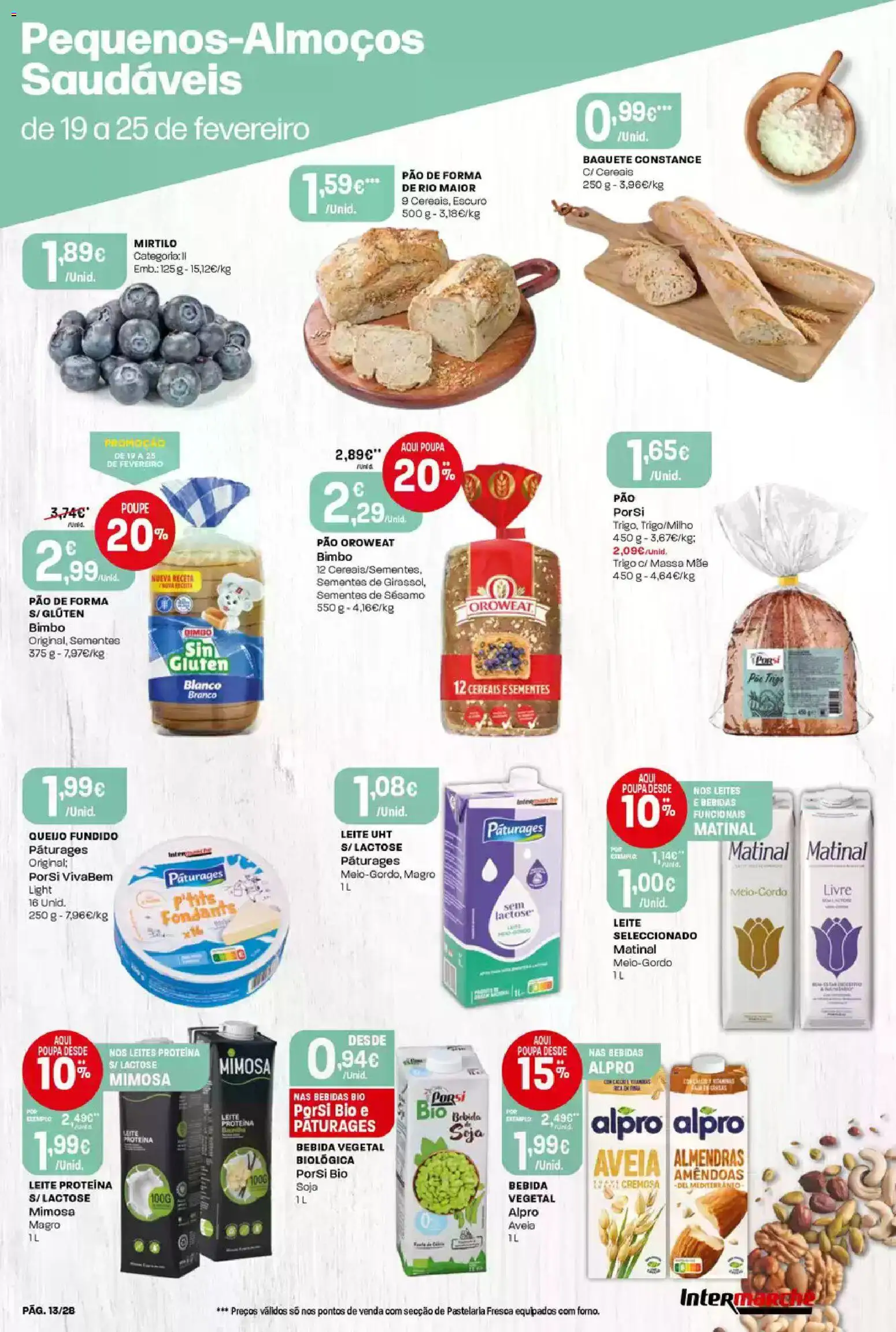 Intermarché Folheto Contact │ válido de 19.02.2026 | Página: 13 | Produtos: Leite, Massa, Bebida, Proteina