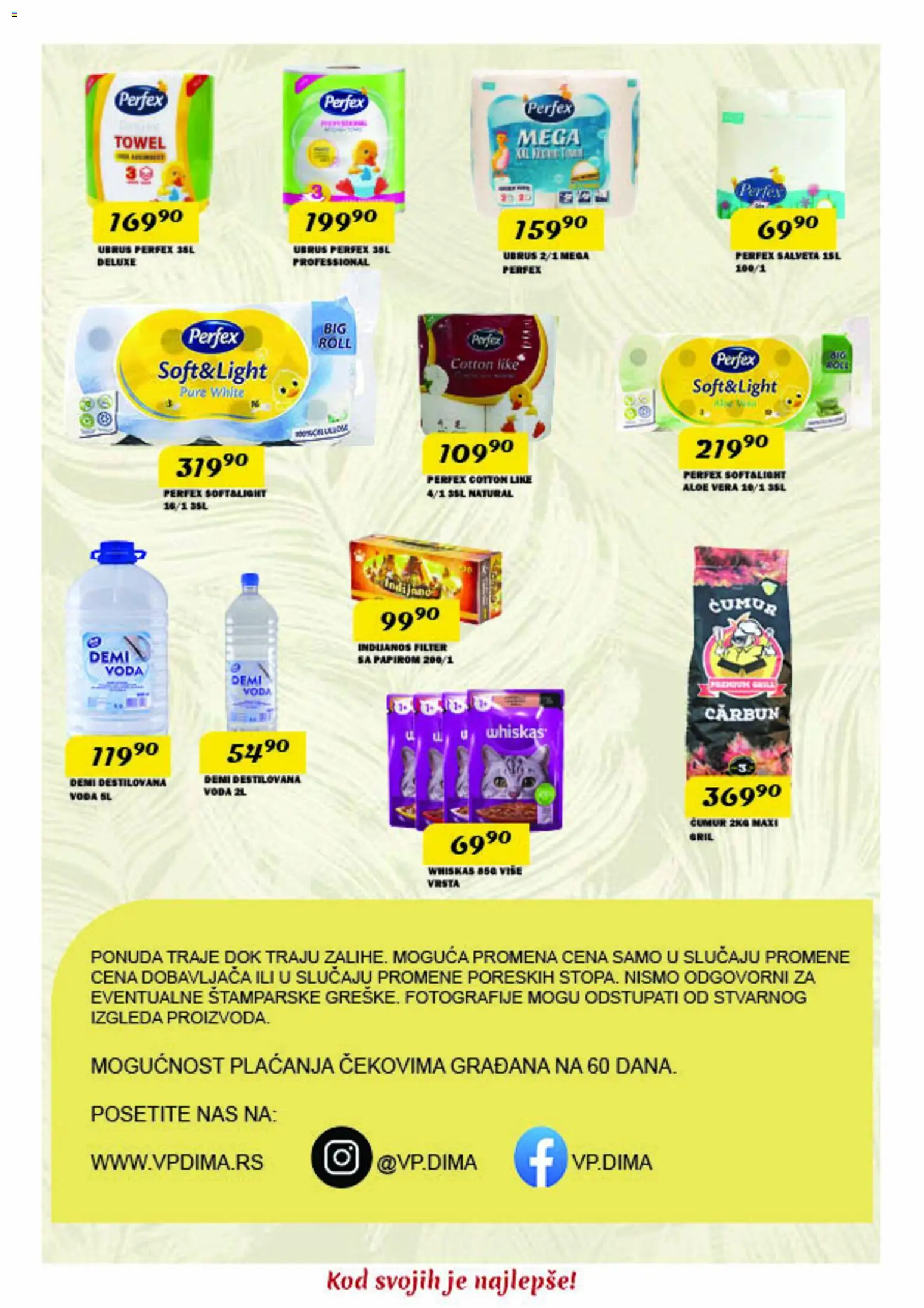 VP Dima katalog - važi od 12.03.2026 | Strana: 12 | Proizvode: Ubrus, Voda, Whiskas