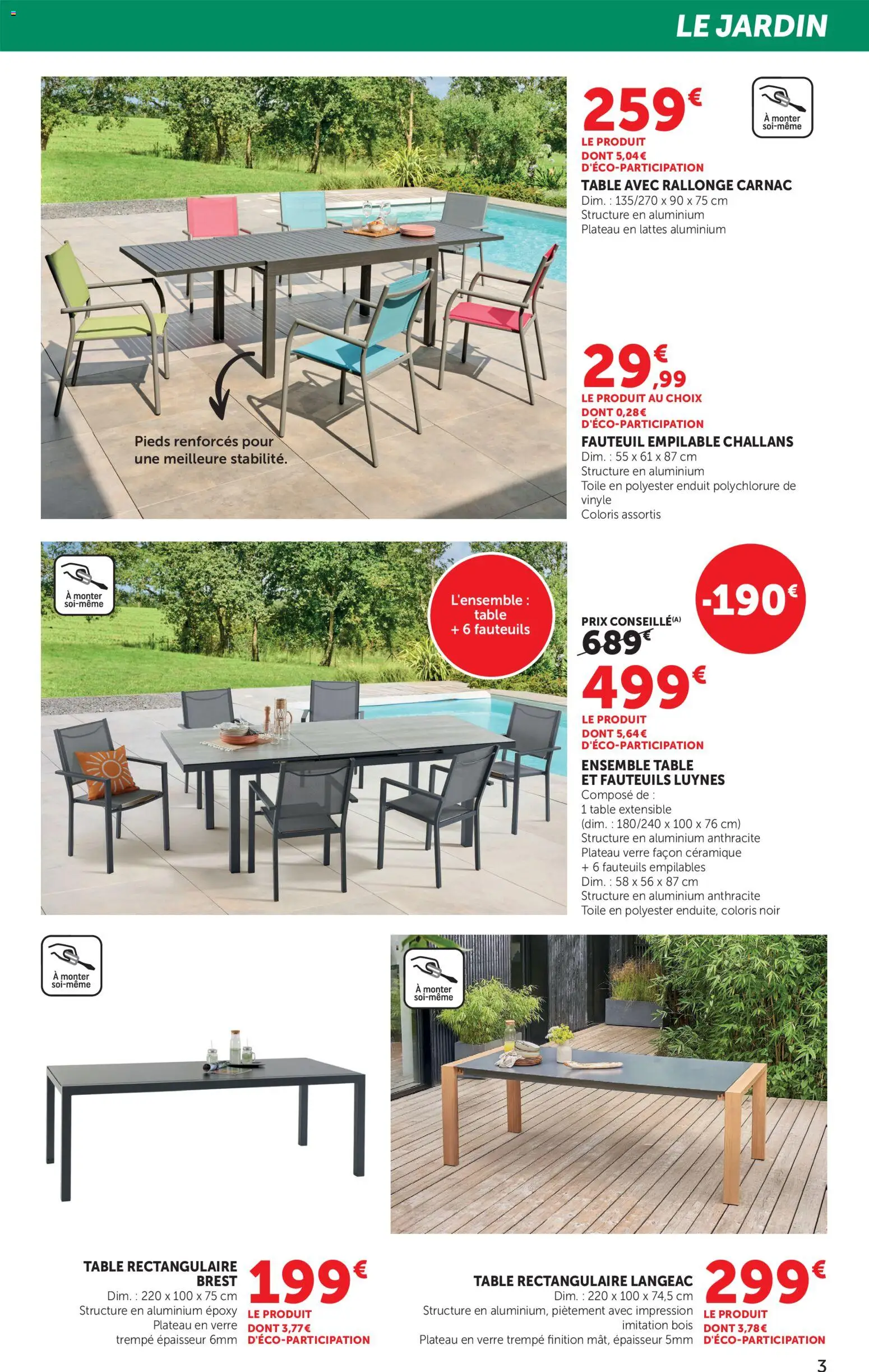 {H1} | Page: 3 | Produits: Plateau, Table extensible, Fauteuil, Table