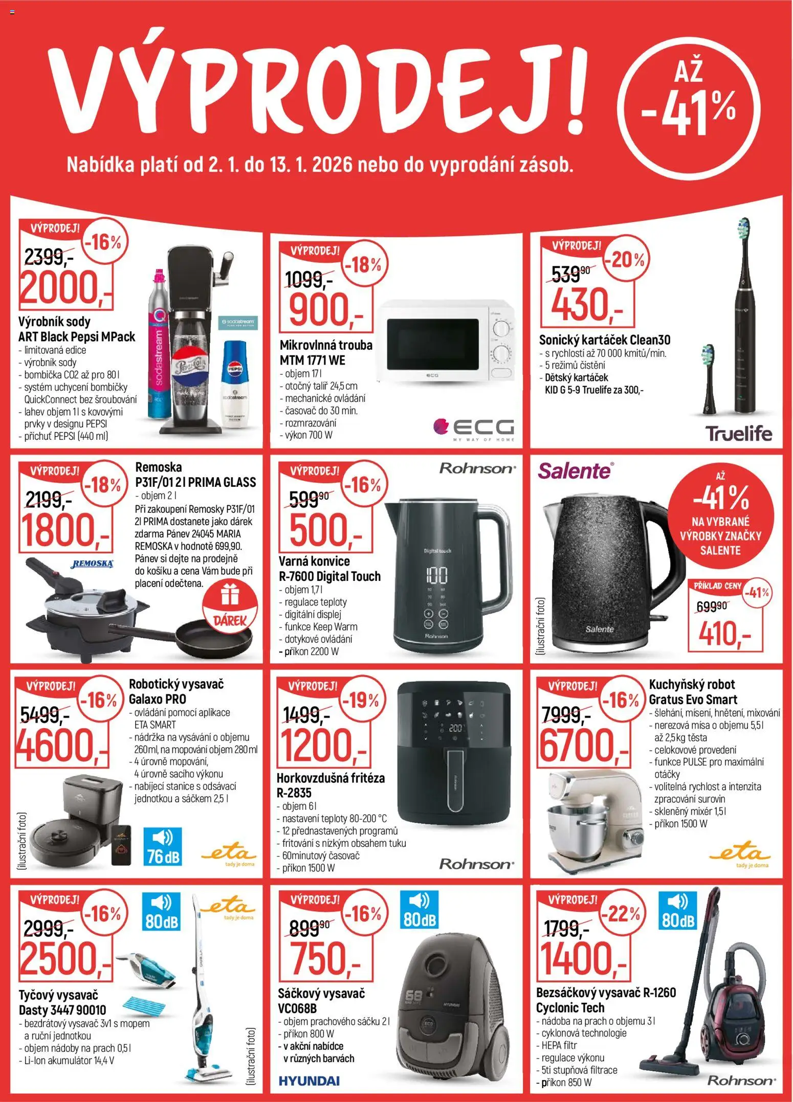 Globus leták - Praha Čakovice od 02.01.2026 | Strana: 17 | Produkty: Pepsi, Varná konvice, Robotický vysavač, Horkovzdušná fritéza