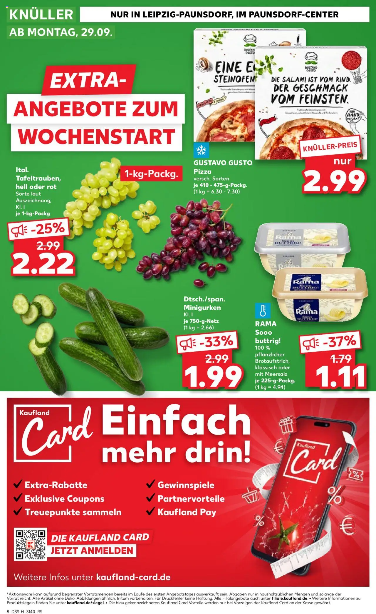 Kaufland prospekt Leipzig	 – gültig ab 25.09.2025 | Seite: 8 | Produkte: Gustavo gusto, Rama, Salami, Pizza