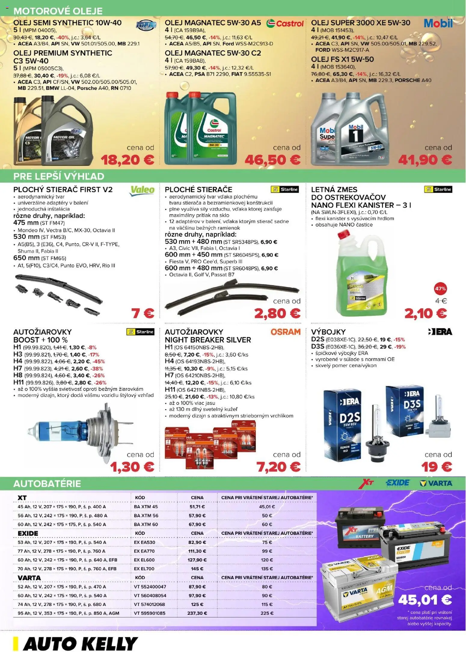 Nové Auto Kelly akcie – leták je platný od 03.03.2026 | Strana: 8 | Produkty: Mobil, Olej, Autobatérie