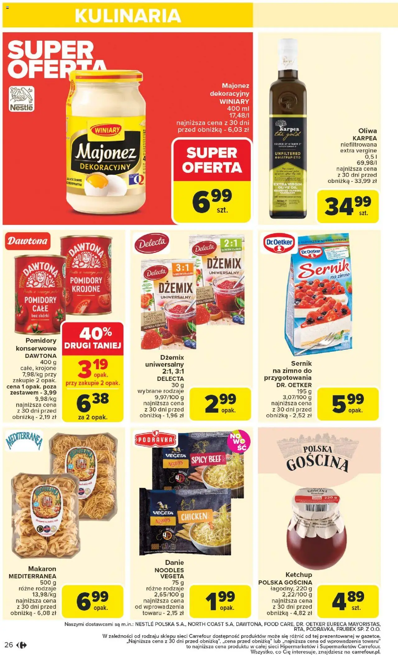 Carrefour Gazetka od 11.08.2025 | Strona: 30 | Produkty: Ketchup, Pomidory, Makaron, Majonez