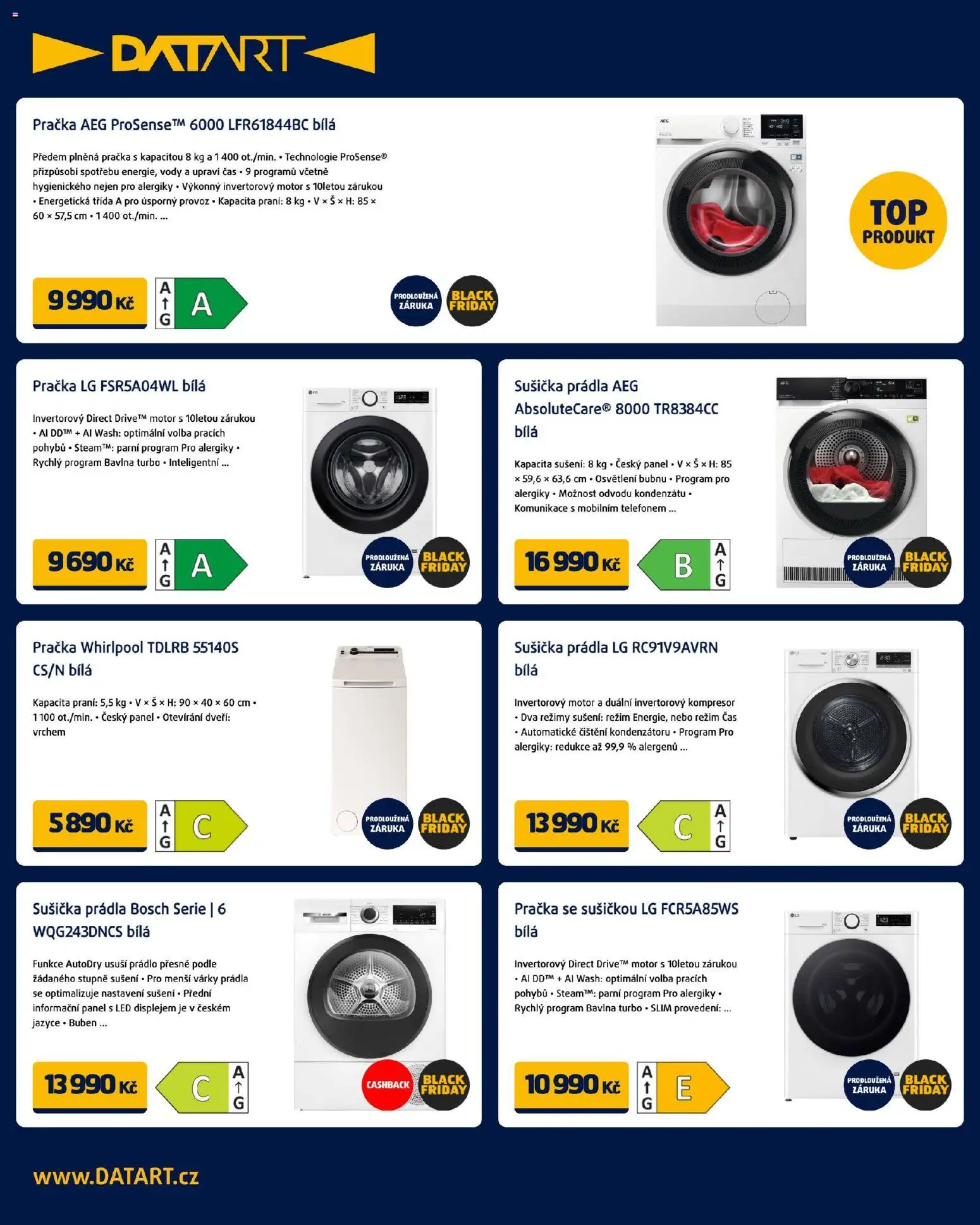 Datart Black Friday od 10.11.2025 | Strana: 14 | Produkty: Pračka, Sušička, Kompresor, LED