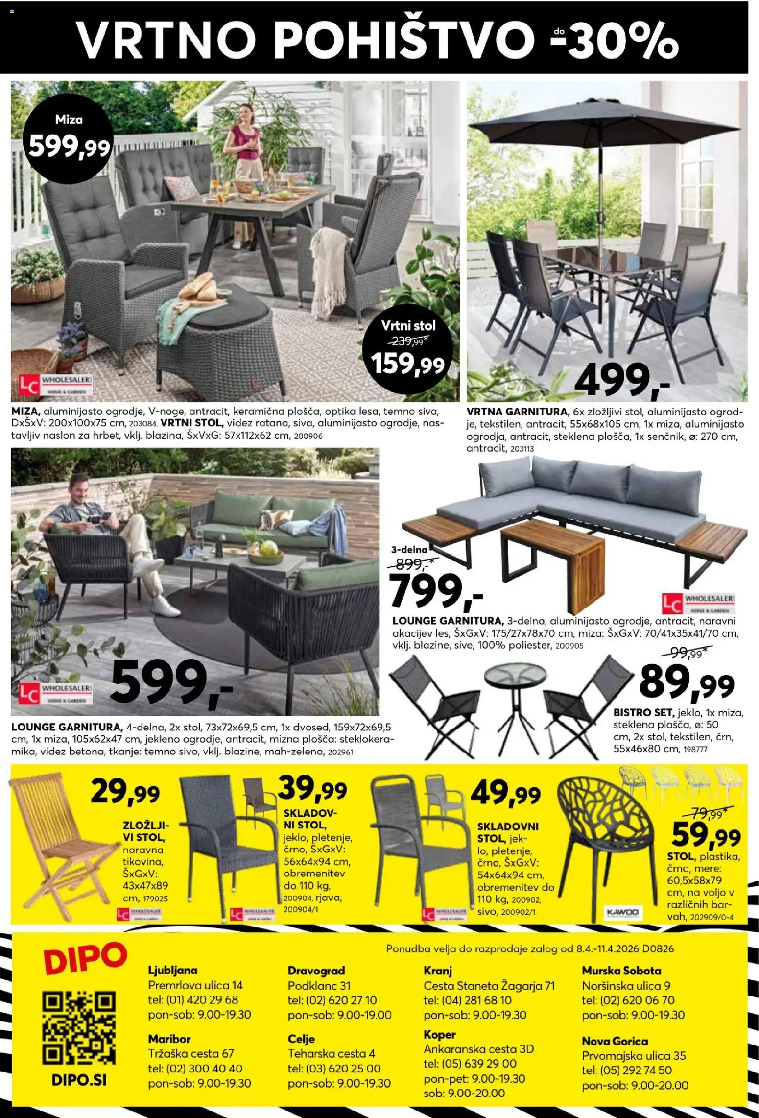 Novi Dipo katalog ponudbe – veljaven od 08.04.2026 | Stran: 16 | Izdelki: Pohištvo, Miza, Stol, Vrtno pohistvo